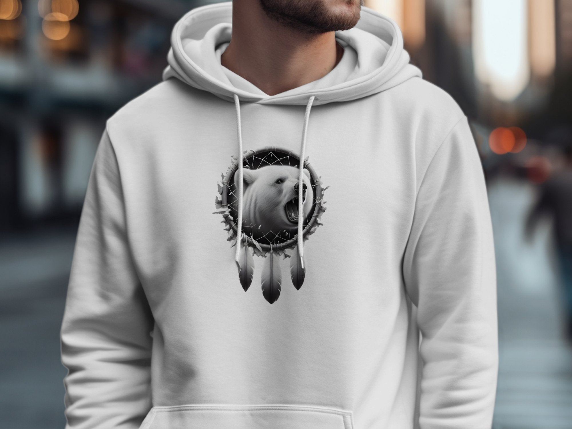 Dreamcatcher Bear - Coloured Gildan Hoodie Realistic Native American Talisman Unisex Mythology Tee Graphic Design