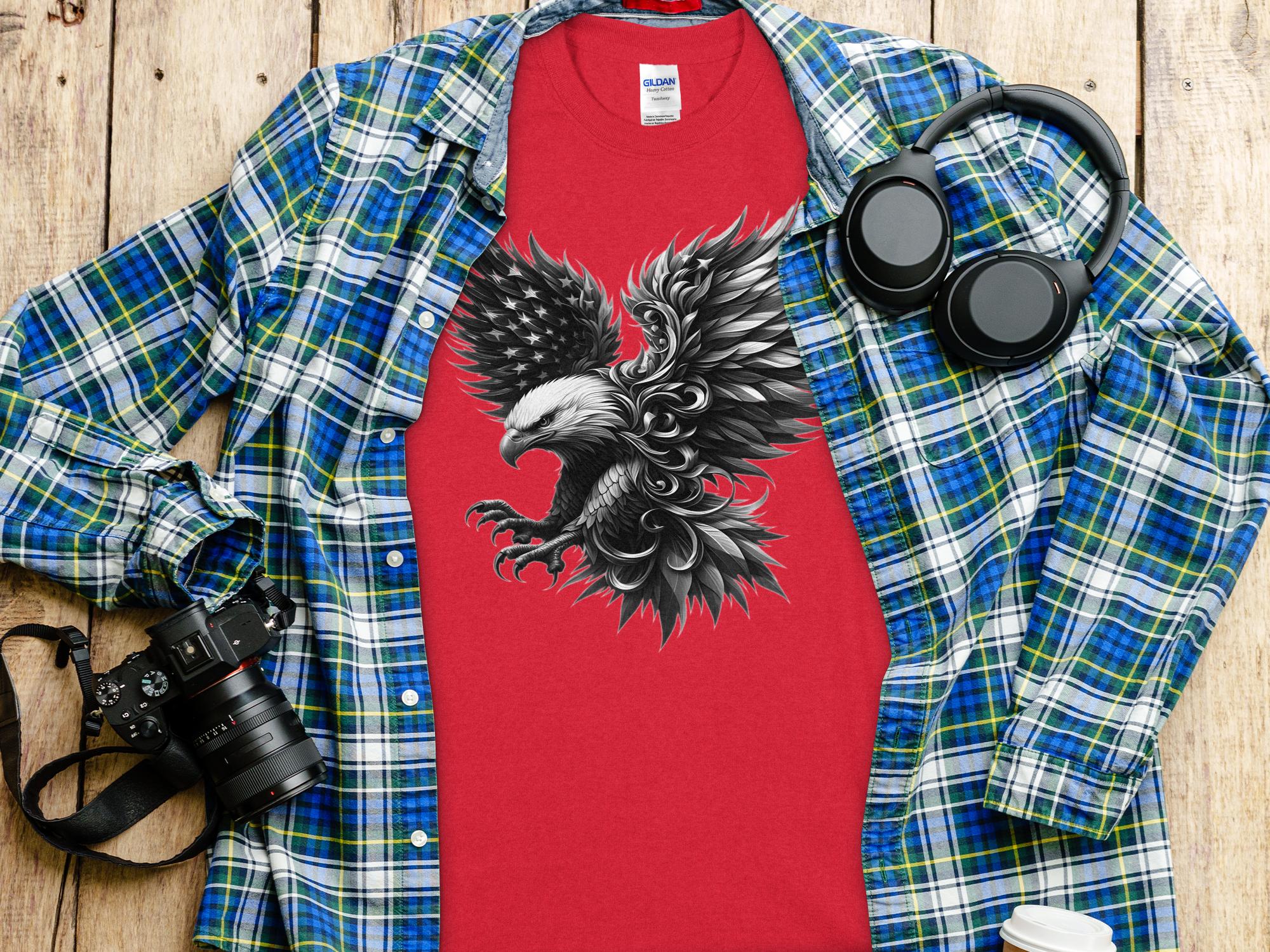 Eagle Patriot - Coloured Gildan T-Shirt Realistic Animal Talisman Unisex Tee Graphic Design