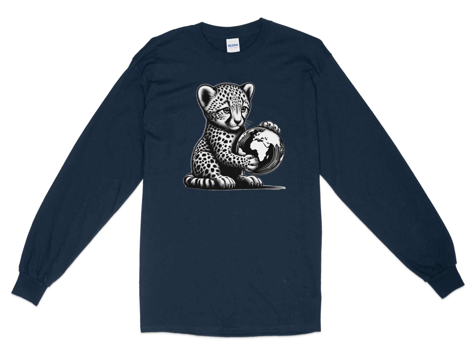 Cheetah World - Coloured Gildan Long Sleeve Realistic Animal Talisman Unisex Cute Tee Graphic Design