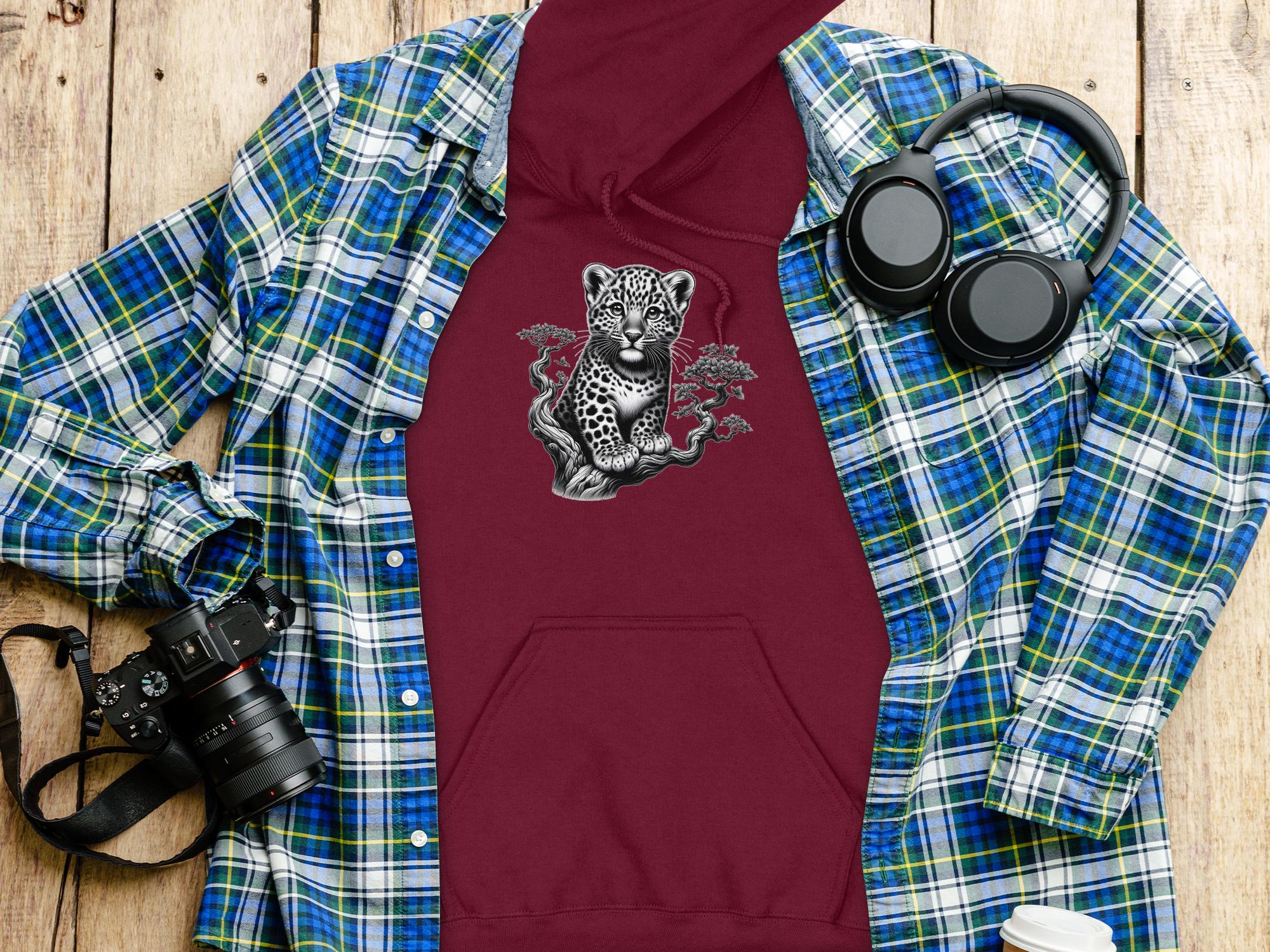 Leopard Bonsai - Coloured Gildan Hoodie Realistic Animal Talisman Unisex Cute Tee Graphic Design