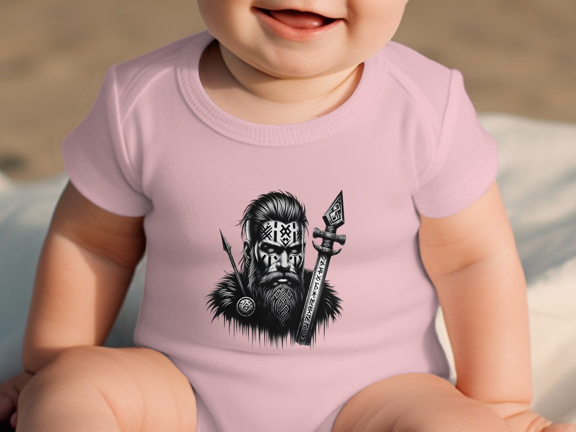 Viking Stoic - Coloured Toddler Bodysuit Realistic Norse Talisman Unisex Valhalla Tee Graphic Design