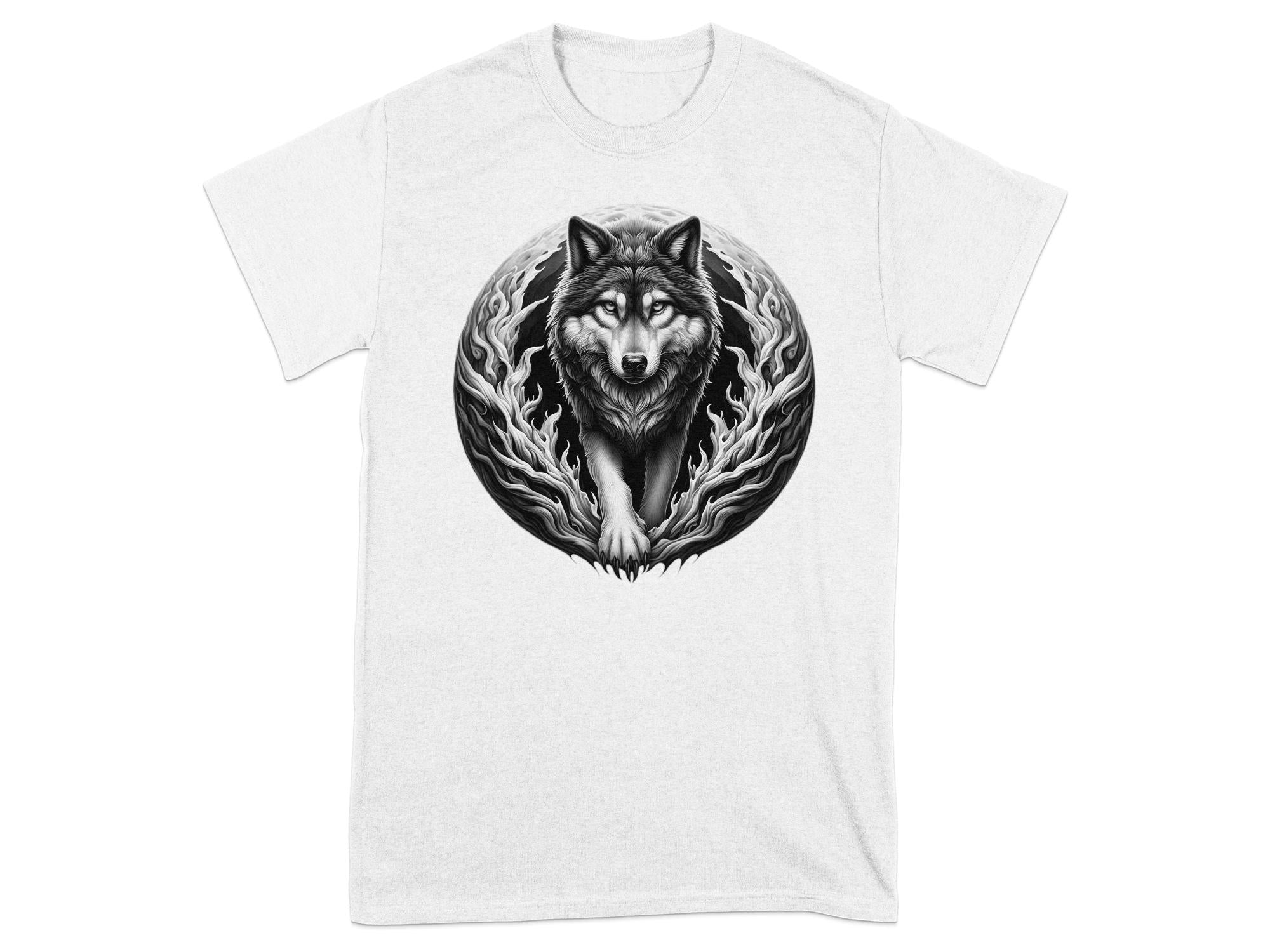 Moon Wolf - Coloured Gildan T-Shirt Realistic Animal Talisman Unisex Mythology Tee Graphic Design