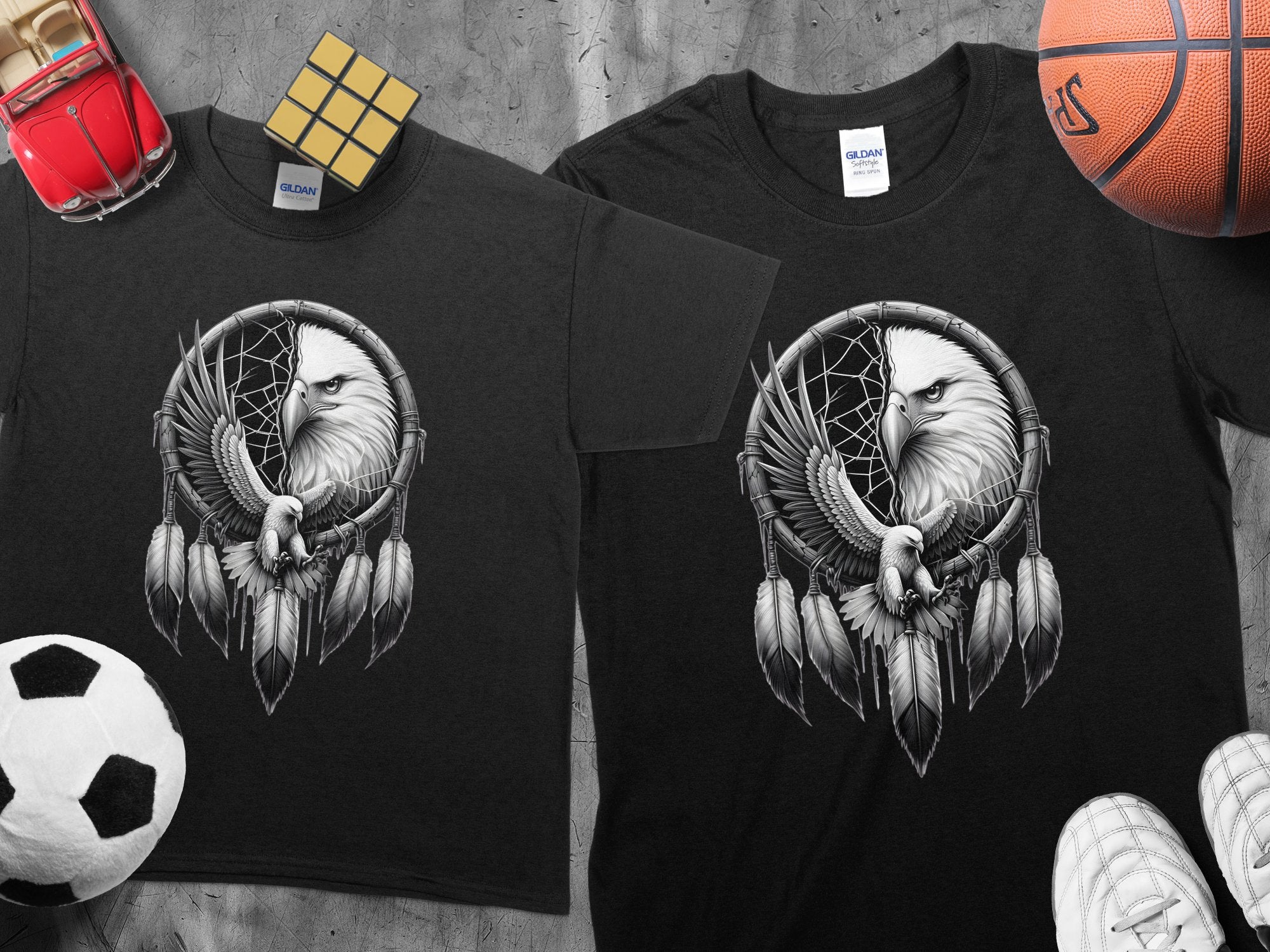 Dreamcatcher Eagle - Coloured Gildan Kids T-Shirt Realistic Native American Talisman Unisex Mythology Tee Graphic Design