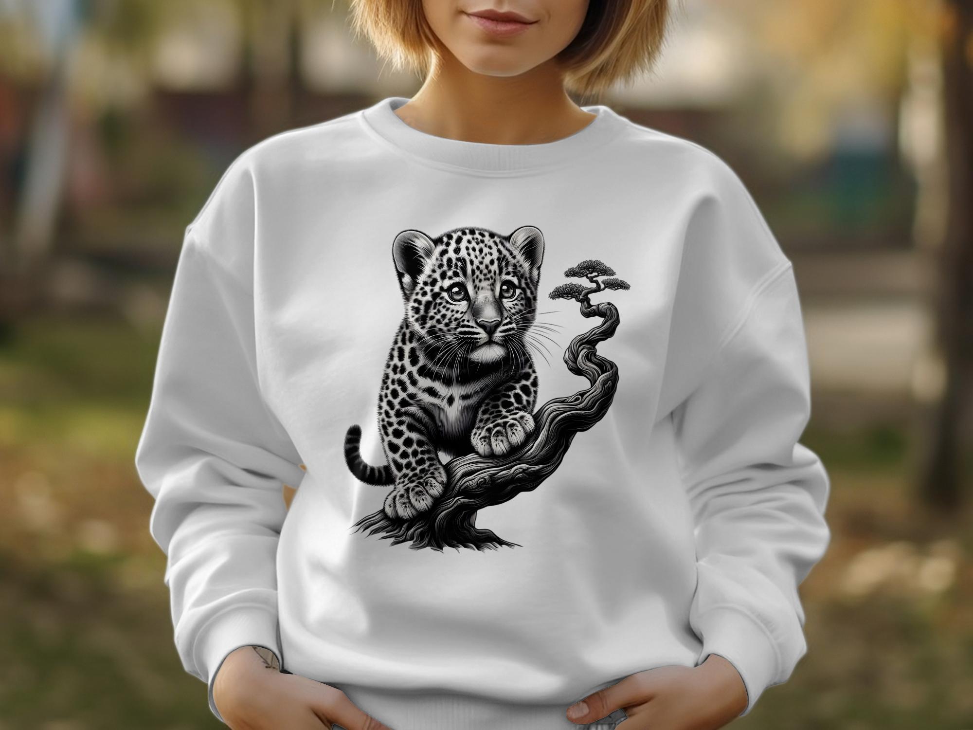 Leopard Bonsai - Coloured Gildan Sweatshirt Realistic Animal Talisman Unisex Cute Tee Graphic Design