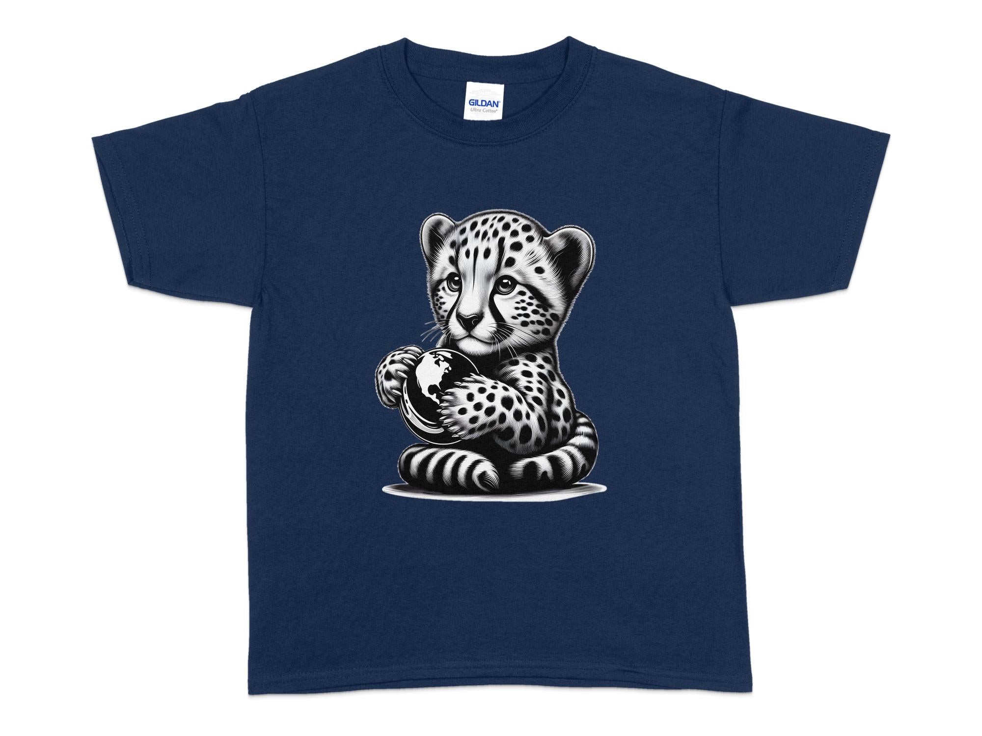 Cheetah World - Coloured Gildan Kids T-Shirt Realistic Animal Talisman Unisex Cute Tee Graphic Design