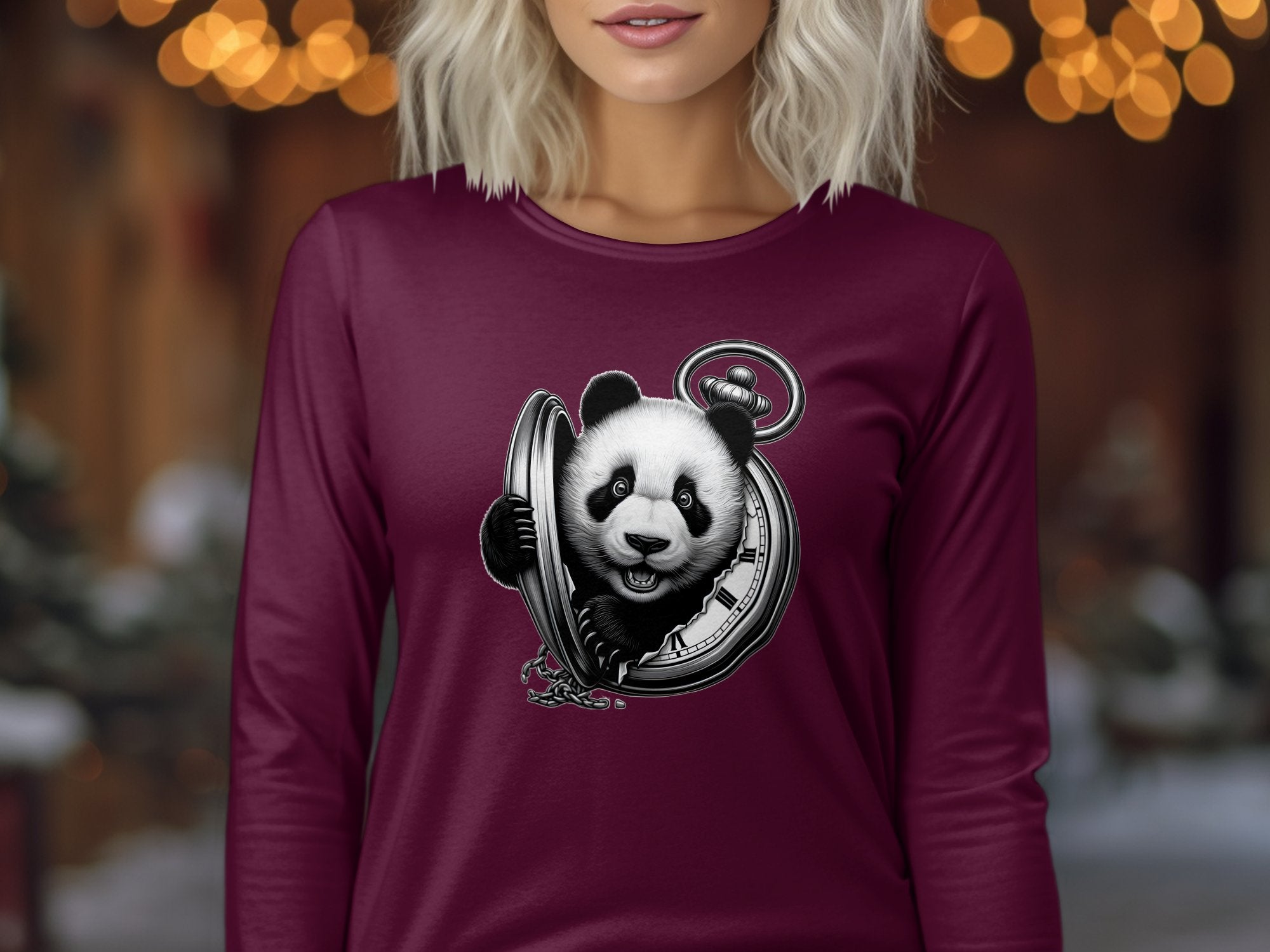 Panda - Coloured Gildan Long Sleeve Realistic Animal Talisman Unisex Cute Tee Graphic Design