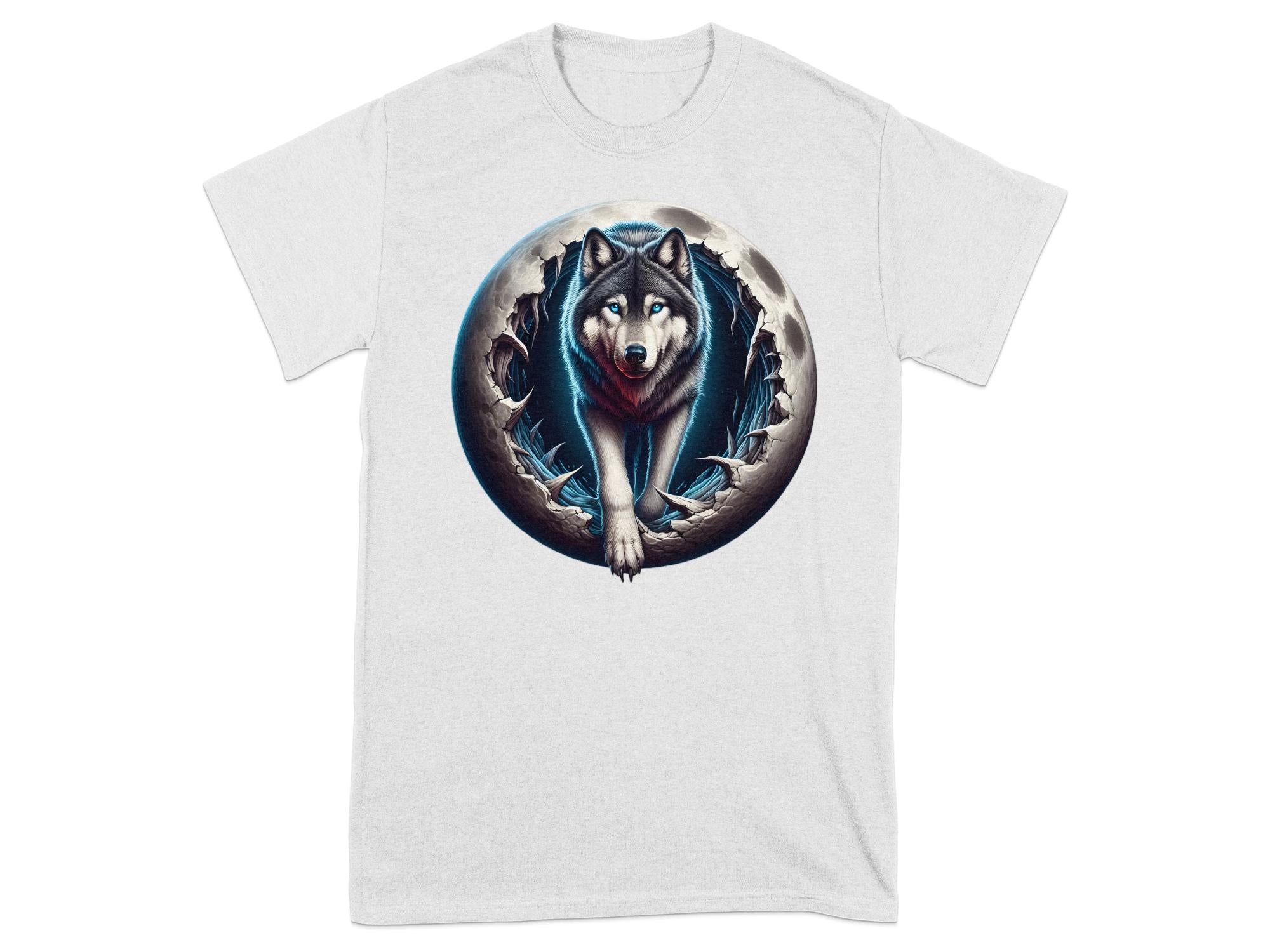 Moon Wolf - T-Shirt Realistic Full Colour Animal Talisman Unisex Mythology Tee Gildan Graphic Design