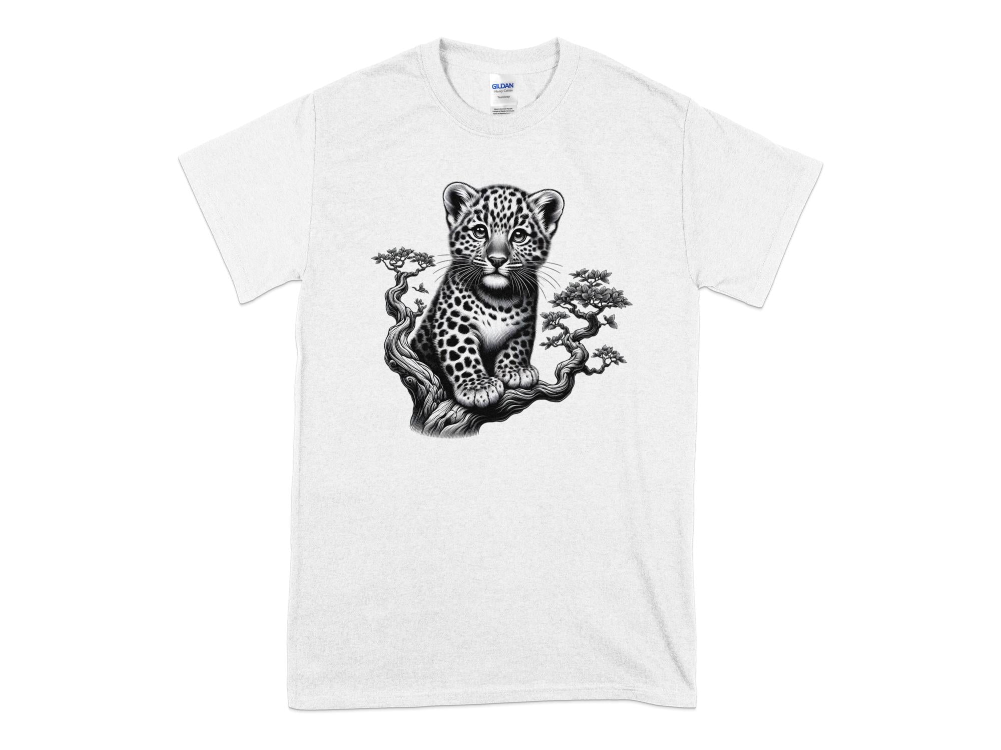 Leopard Bonsai - Coloured Gildan T-Shirt Realistic Animal Talisman Unisex Cute Tee Graphic Design