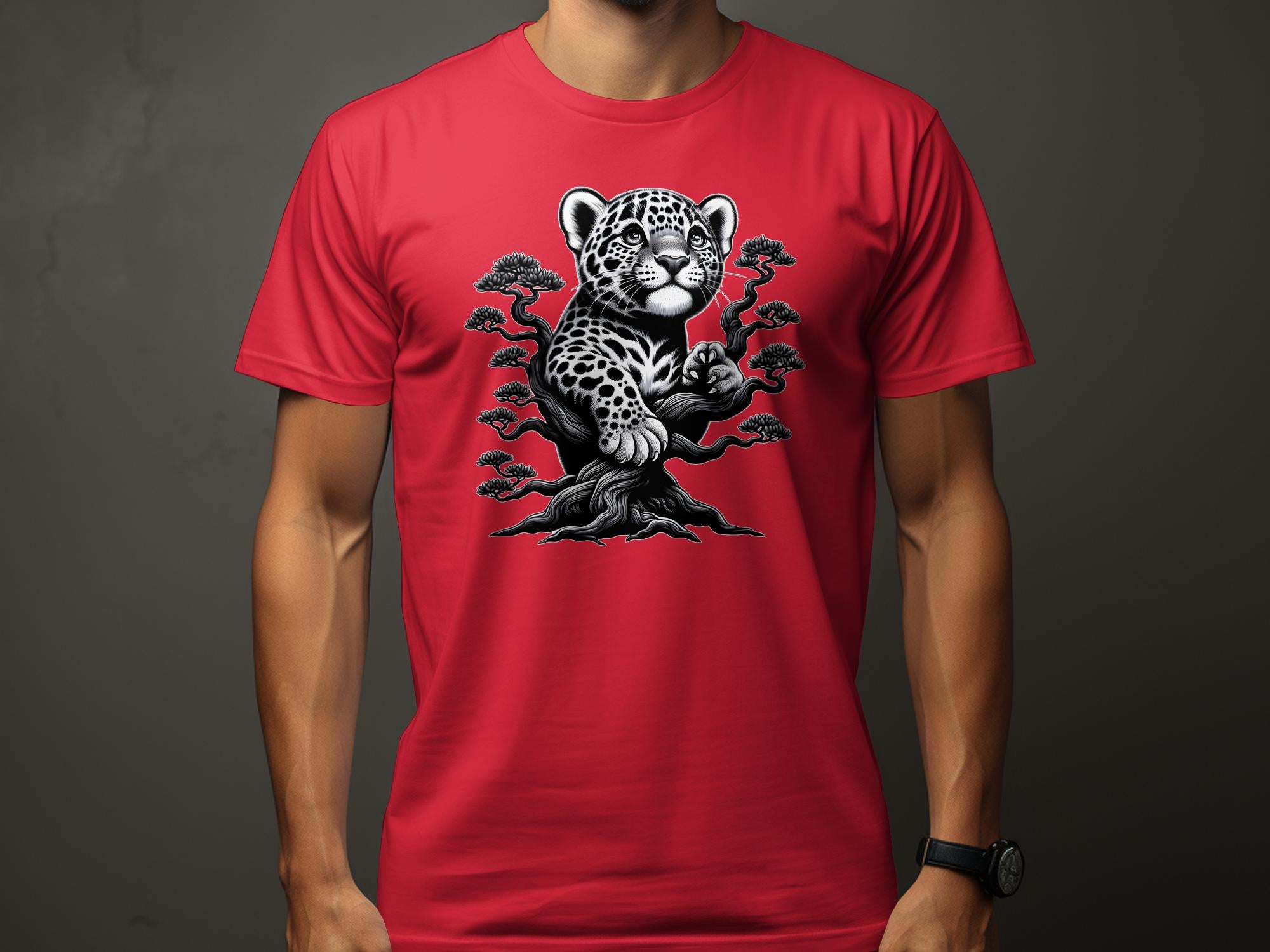 Leopard Bonsai - Coloured Gildan T-Shirt Realistic Animal Talisman Unisex Cute Tee Graphic Design