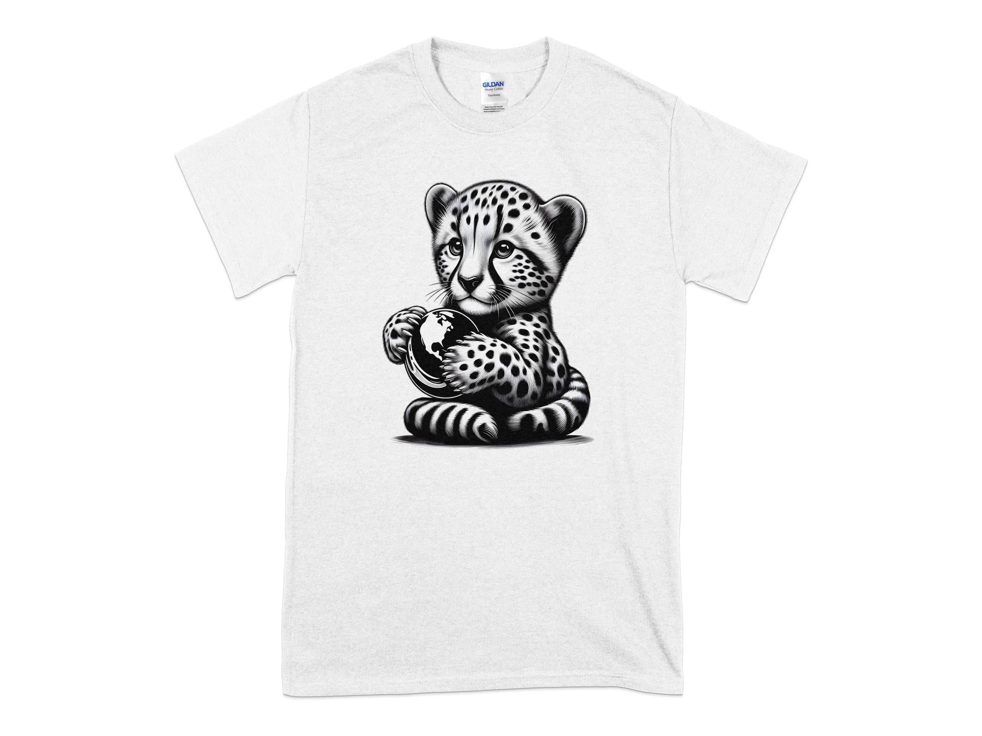 Cheetah World - Coloured Gildan T-Shirt Realistic Animal Talisman Unisex Cute Tee Graphic Design