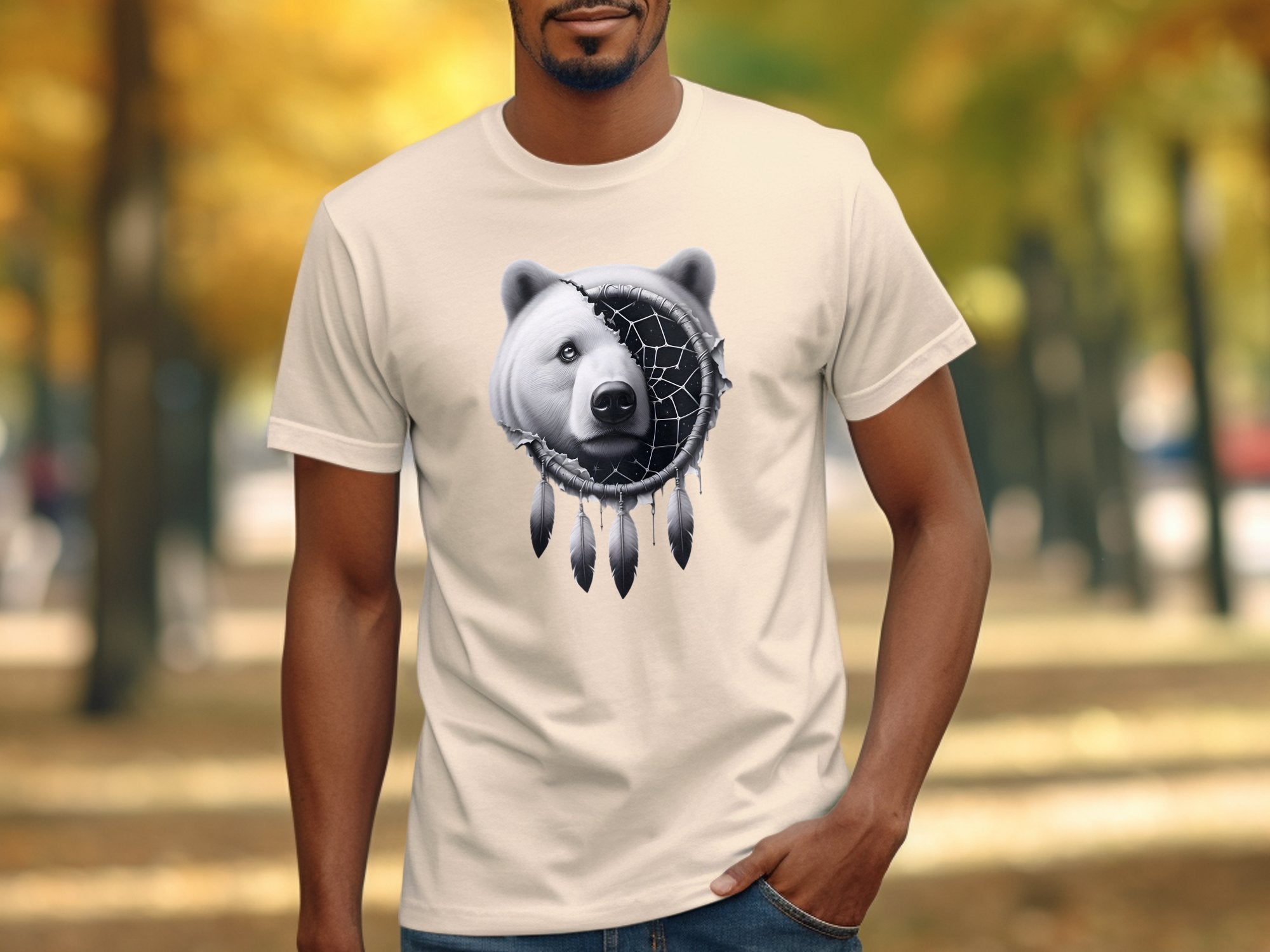 Dreamcatcher Bear - Coloured Gildan T-Shirt Realistic Native American Talisman Unisex Mythology Tee Graphic Design