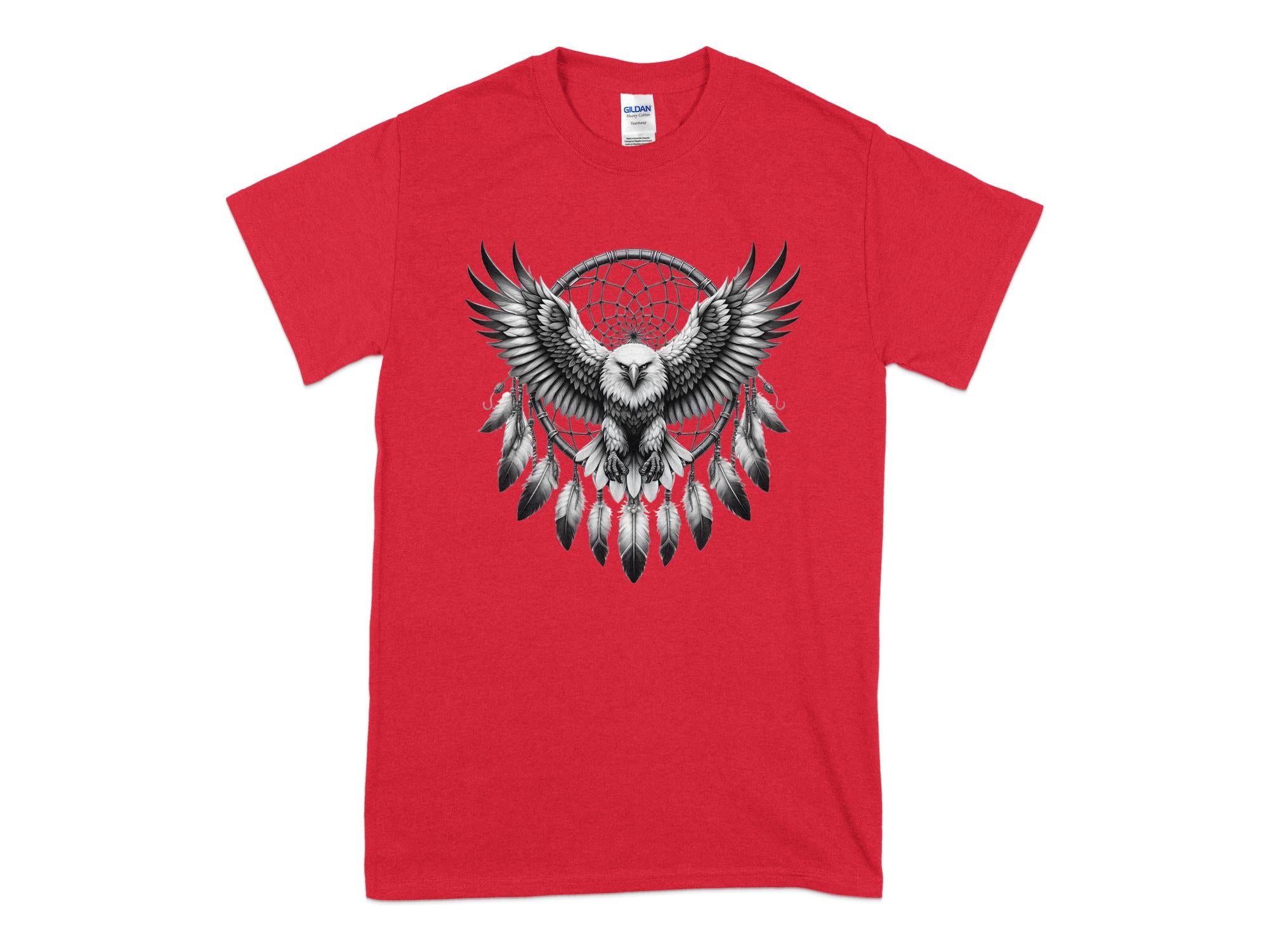 Dreamcatcher Eagle - Coloured Gildan T-Shirt Realistic Native American Talisman Unisex Mythology Tee Graphic Design