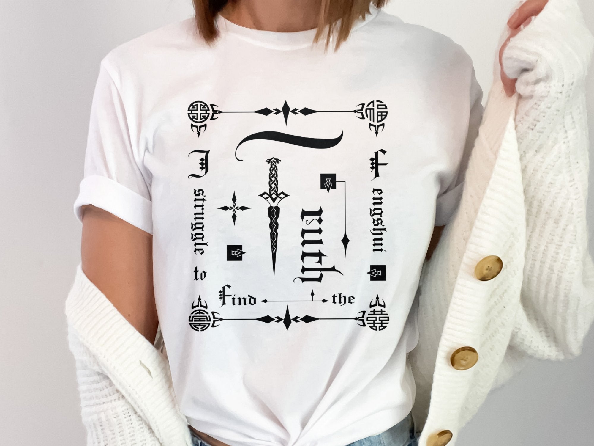 Fengshui Truth - White Gildan T Shirt Inspirational Talisman Men Women Unisex Tee Graphic Design