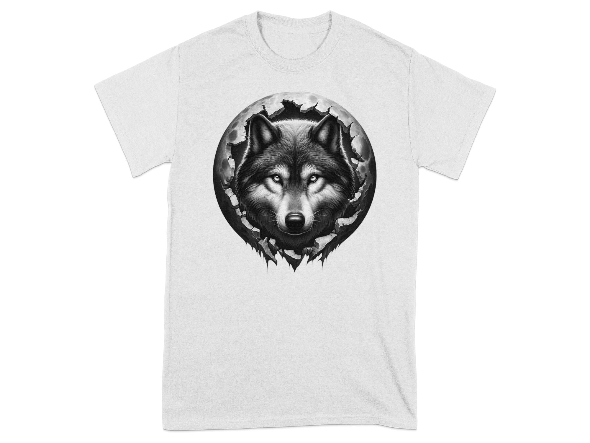 Moon Wolf - Coloured Gildan T-Shirt Realistic Animal Talisman Unisex Mythology Tee Graphic Design