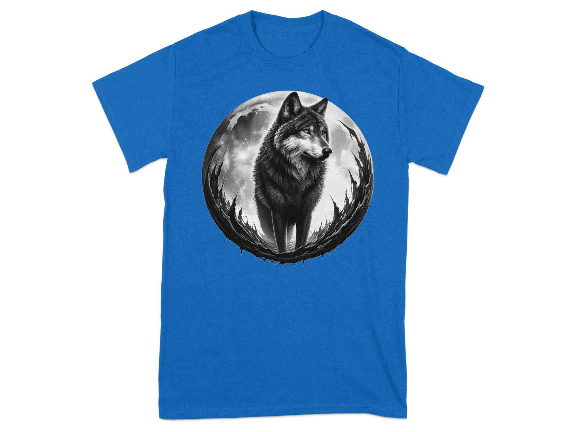 Moon Wolf - Coloured Gildan T-Shirt Realistic Animal Talisman Unisex Mythology Tee Graphic Design