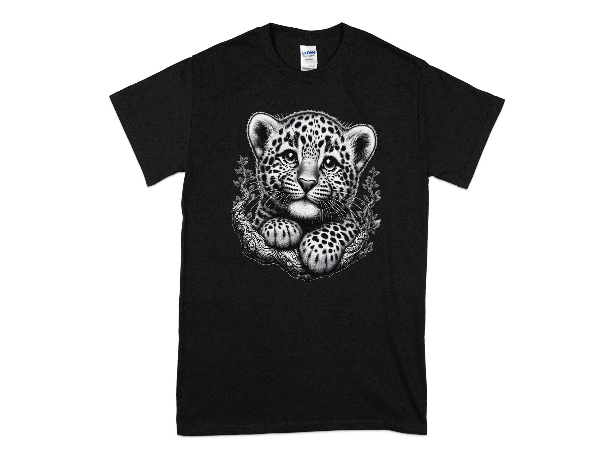 Leopard Bonsai - Coloured Gildan T-Shirt Realistic Animal Talisman Unisex Cute Tee Graphic Design