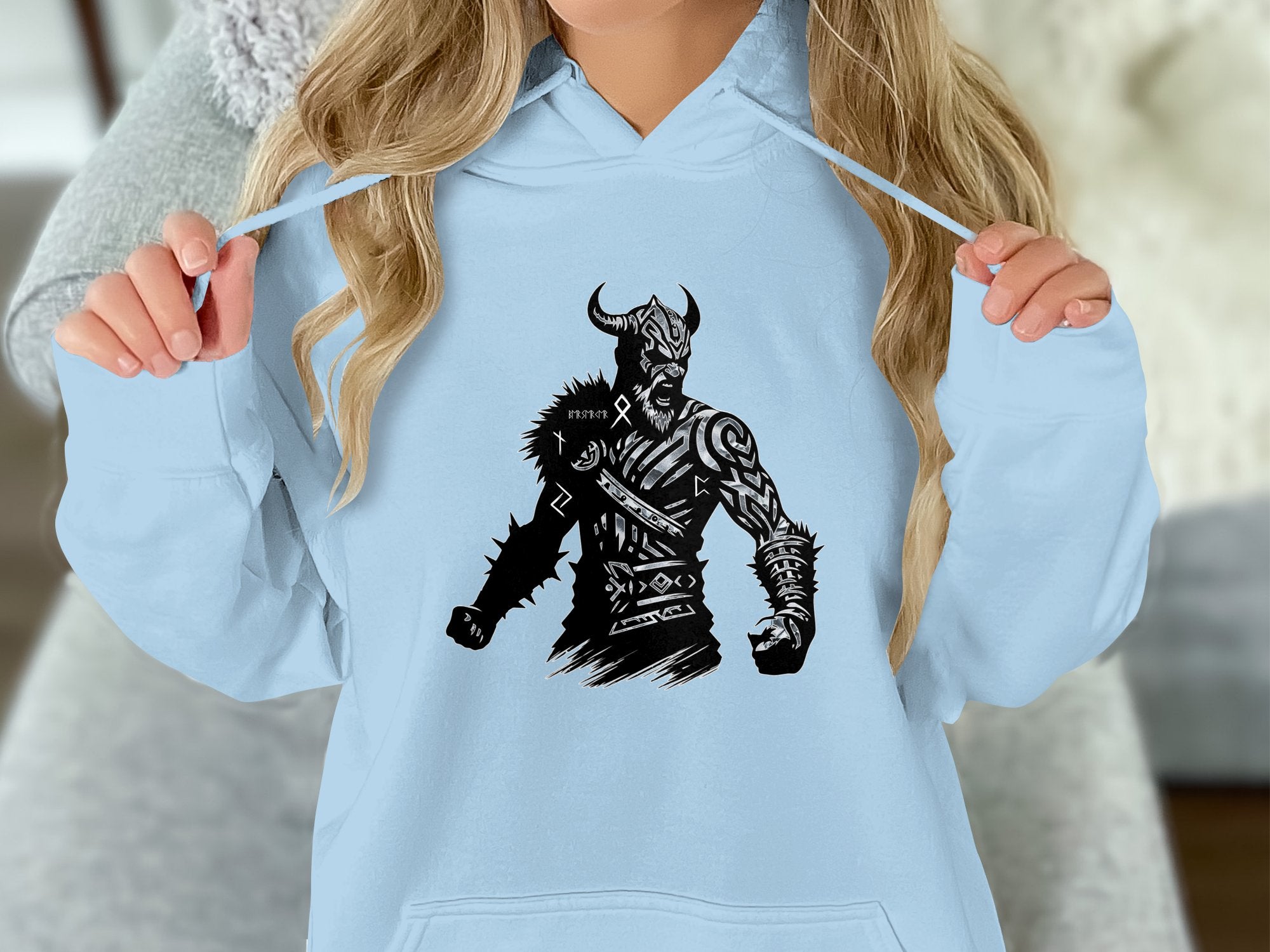 Viking Berserker - Coloured Gildan Hoodie White Norse Talisman Men Women Unisex Valhalla Tee