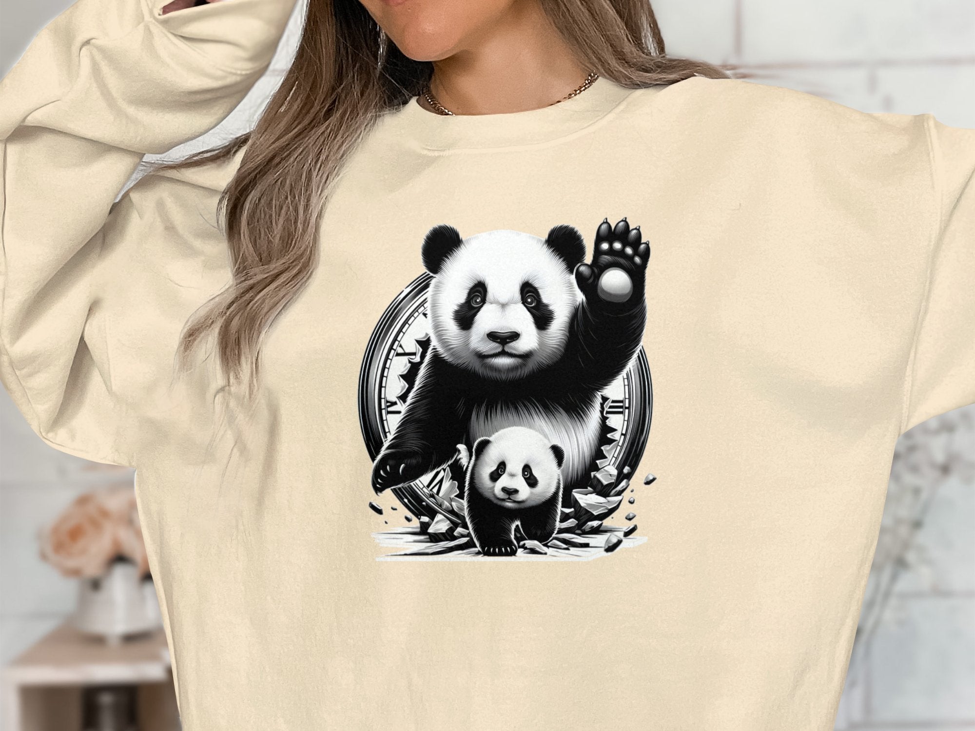 Panda - Coloured Gildan Sweatshirt Realistic Animal Talisman Unisex Cute Tee Graphic Design