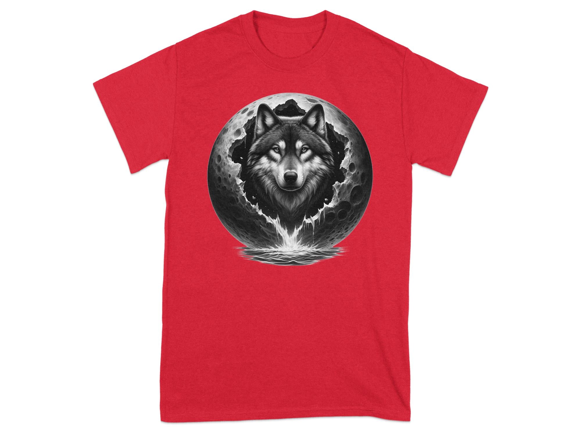 Moon Wolf - Coloured Gildan T-Shirt Realistic Animal Talisman Unisex Mythology Tee Graphic Design