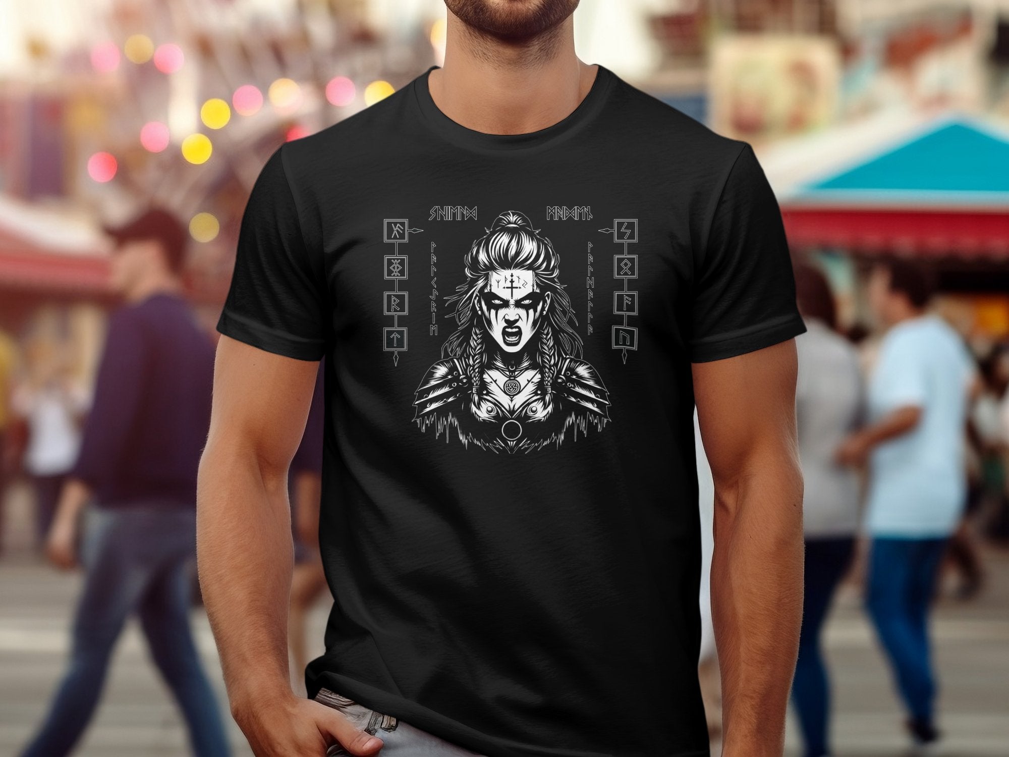 Viking Shield Maiden - Coloured Gildan T Shirt Realistic Norse Talisman Men Women Unisex Valhalla Tee Graphic Design