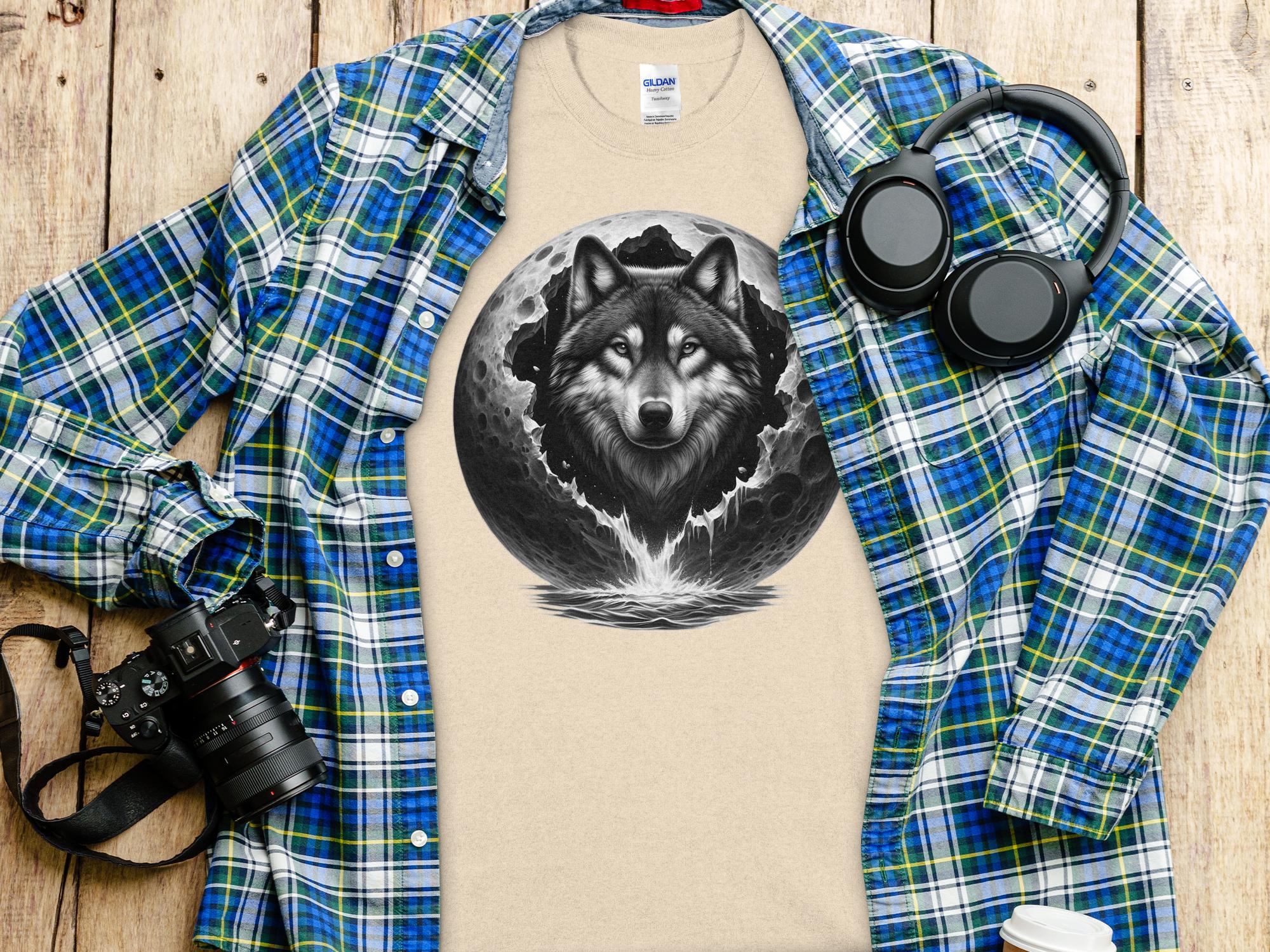 Moon Wolf - Coloured Gildan T-Shirt Realistic Animal Talisman Unisex Mythology Tee Graphic Design