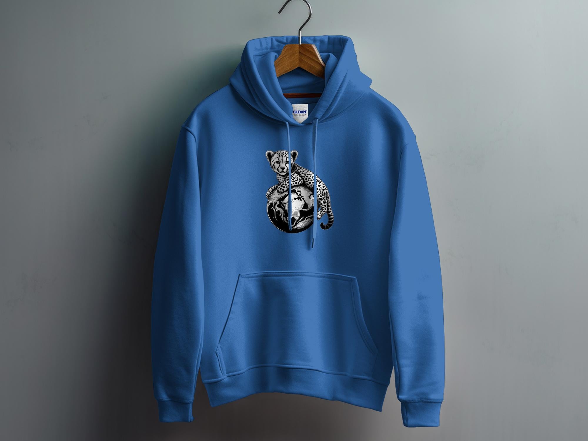 Cheetah World - Coloured Gildan Hoodie Realistic Animal Talisman Unisex Cute Tee Graphic Design