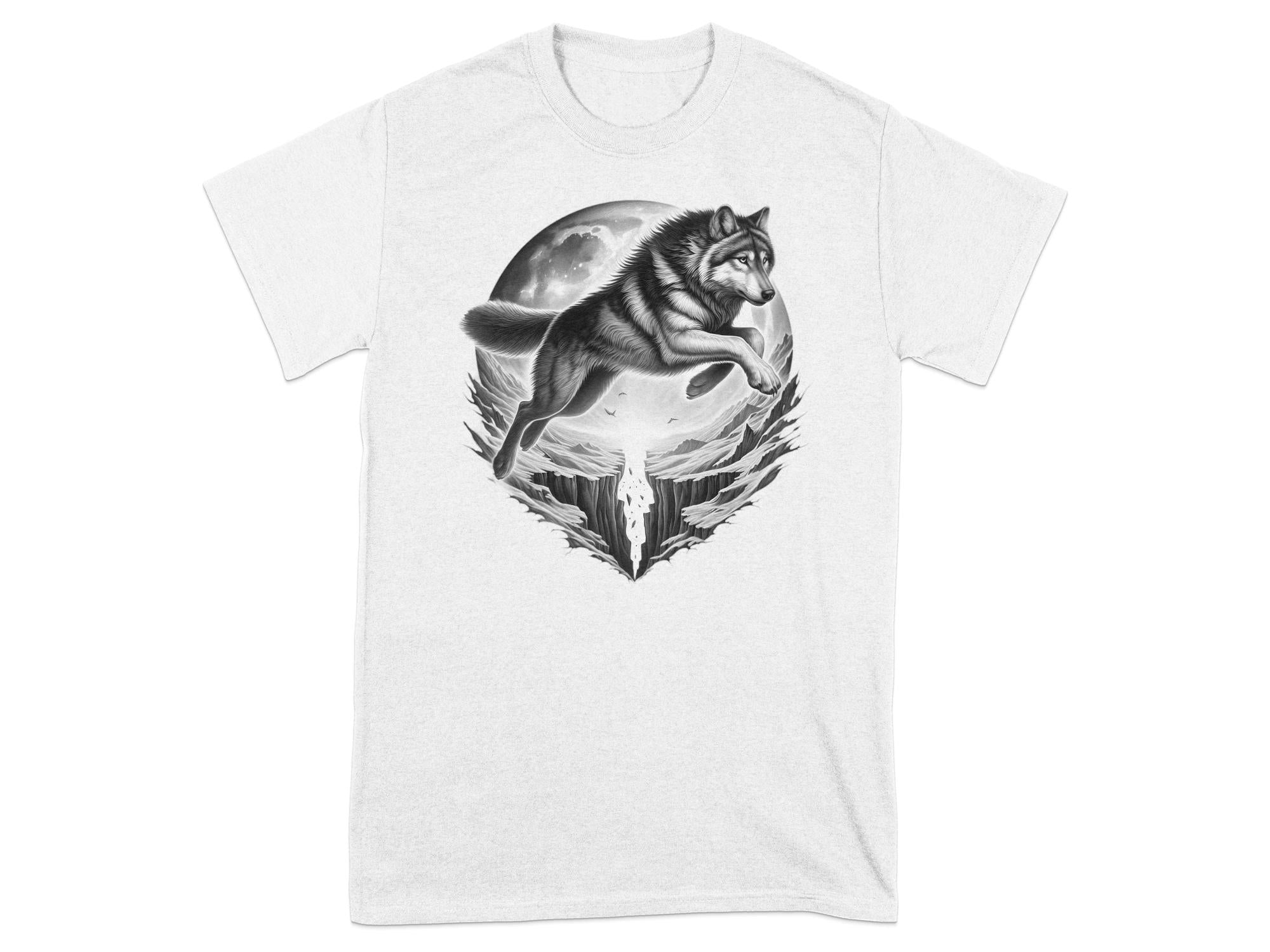 Moon Wolf - Coloured Gildan T-Shirt Realistic Animal Talisman Unisex Mythology Tee Graphic Design