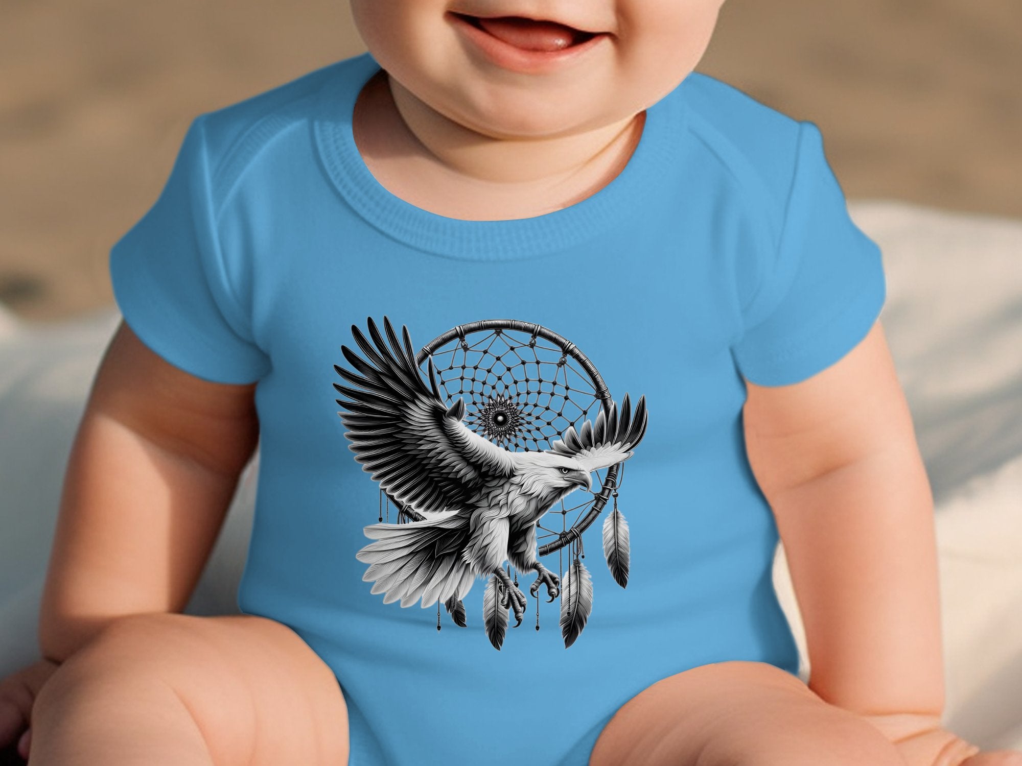 Dreamcatcher Eagle - Coloured Toddler Bodysuit Realistic Native American Talisman Unisex Mythology Tee Graphic Design