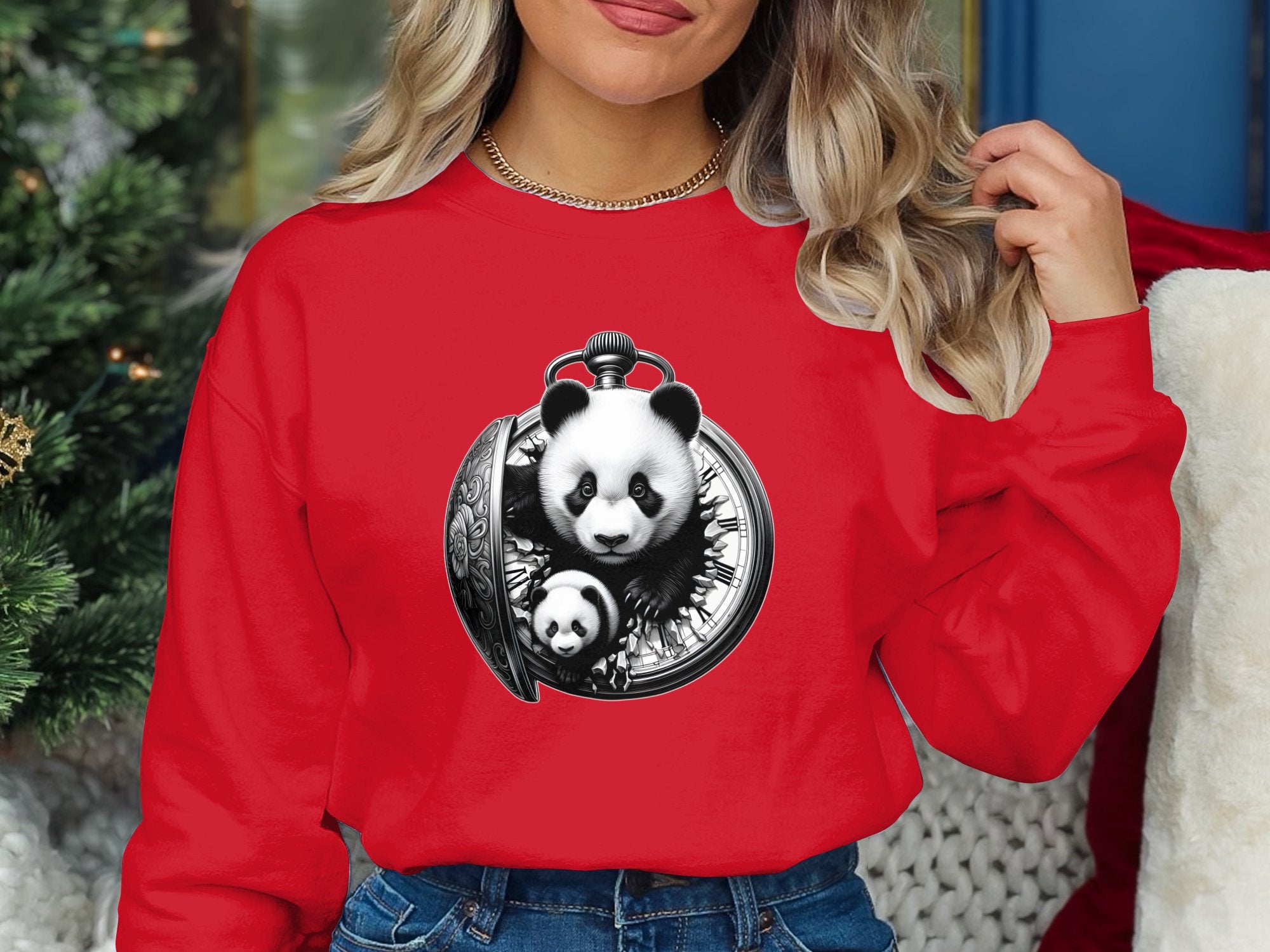 Panda - Coloured Gildan Sweatshirt Realistic Animal Talisman Unisex Cute Tee Graphic Design