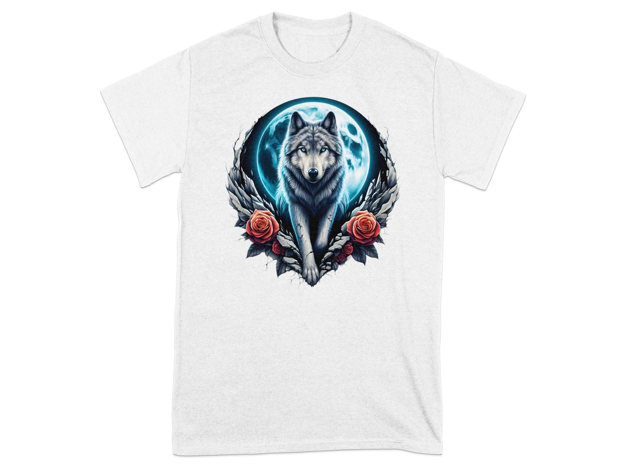 Moon Wolf - T-Shirt Realistic Full Colour Animal Talisman Unisex Mythology Tee Gildan Graphic Design