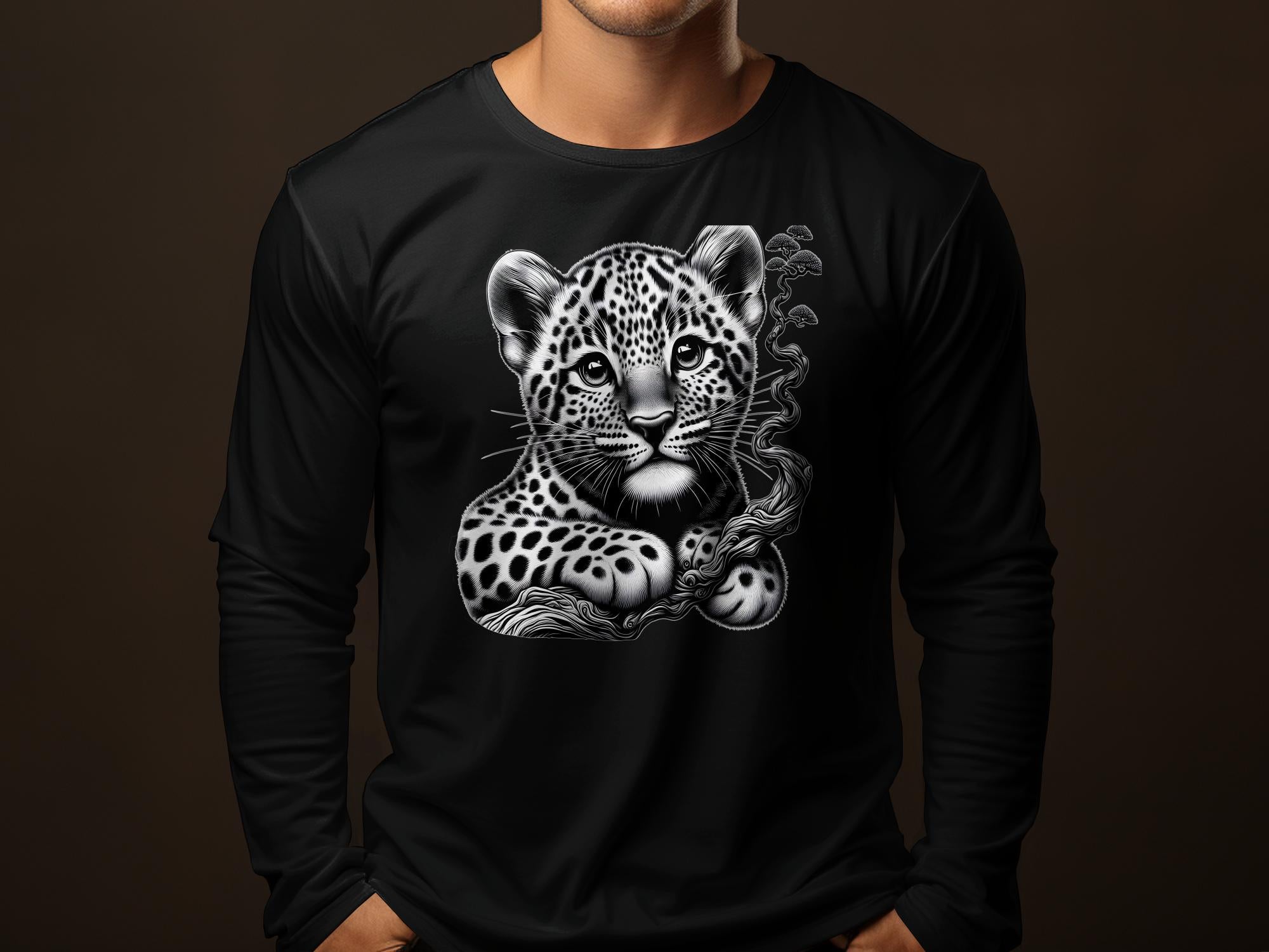 Leopard Bonsai - Coloured Gildan Long Sleeve Realistic Animal Talisman Unisex Cute Tee Graphic Design