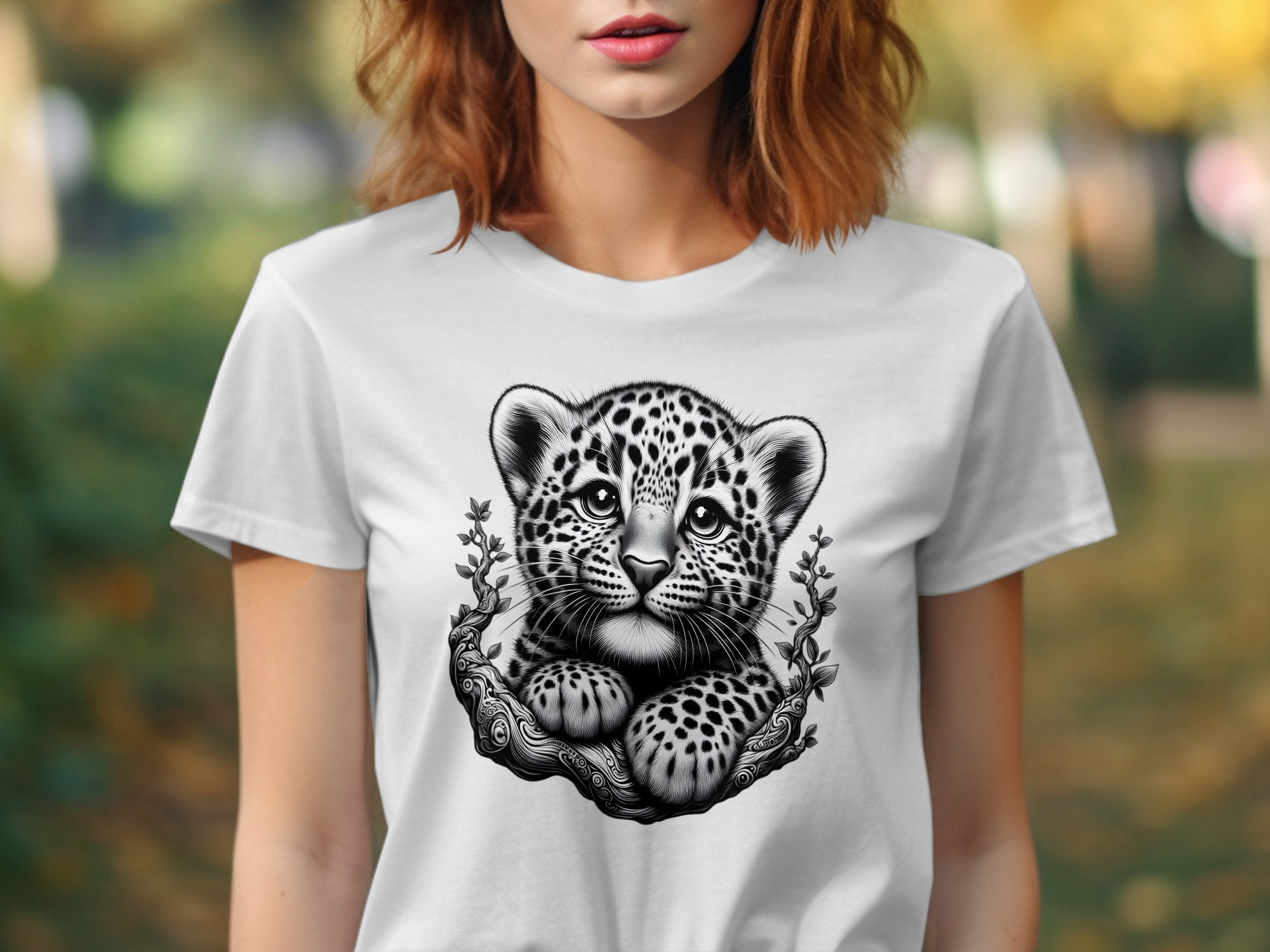 Leopard Bonsai - Coloured Gildan T-Shirt Realistic Animal Talisman Unisex Cute Tee Graphic Design