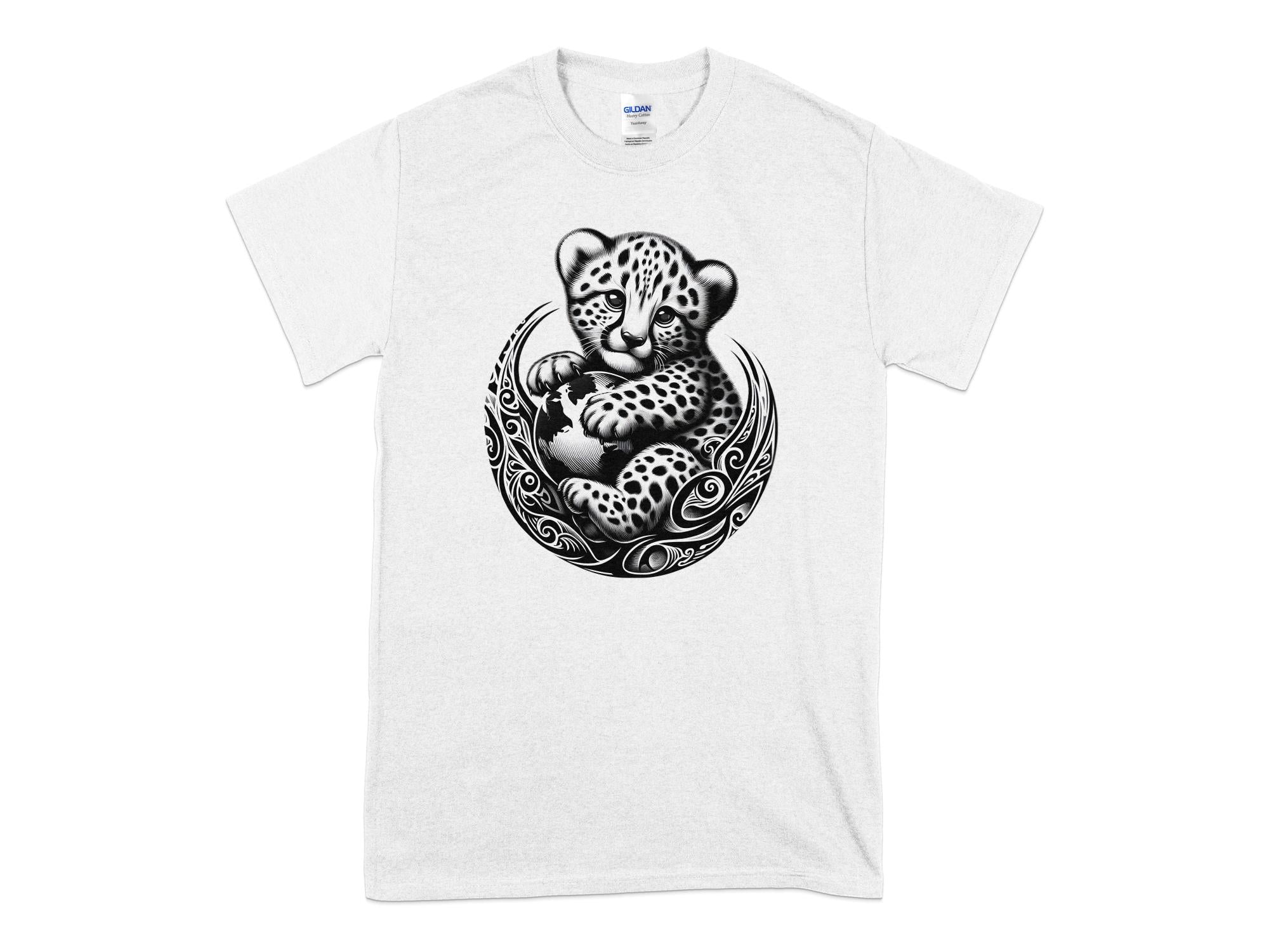 Cheetah World - Coloured Gildan T-Shirt Realistic Animal Talisman Unisex Cute Tee Graphic Design