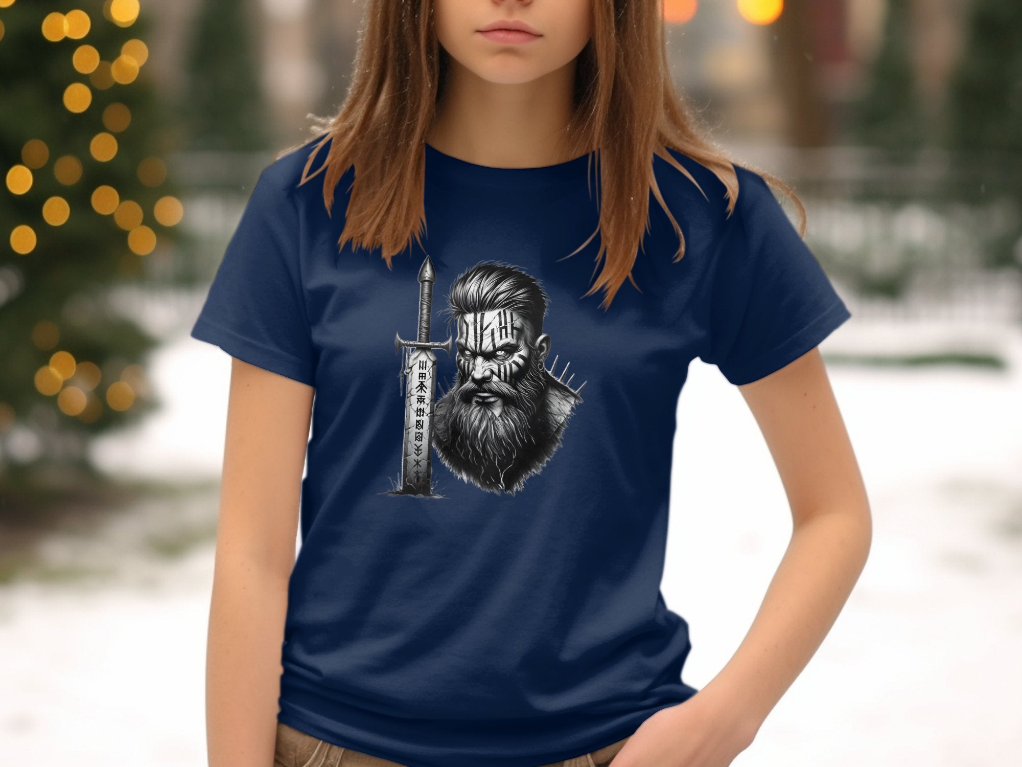 Viking Dauntless - Coloured Gildan Kids T-Shirt Realistic Norse Talisman Unisex Valhalla Tee Graphic Design