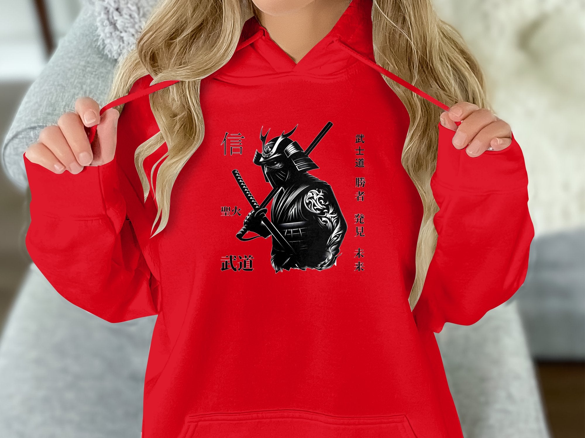 Samurai Ninja - Coloured Gildan Hoodie Japanese Talisman Unisex Cultural Symbolic Graphic Design