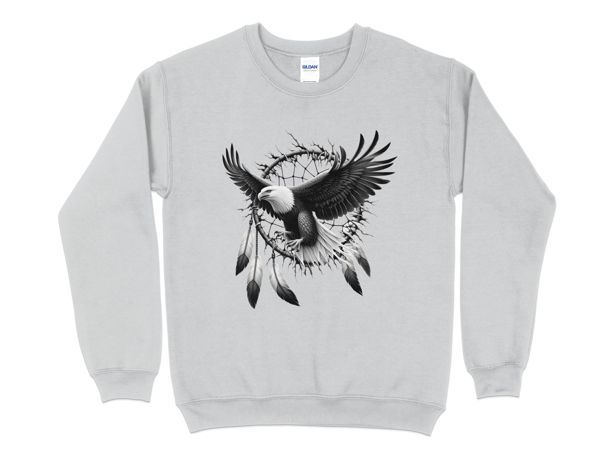 Dreamcatcher Eagle - Coloured Gildan Sweatshirt Realistic Native American Talisman Unisex Mythology Tee Graphic Design