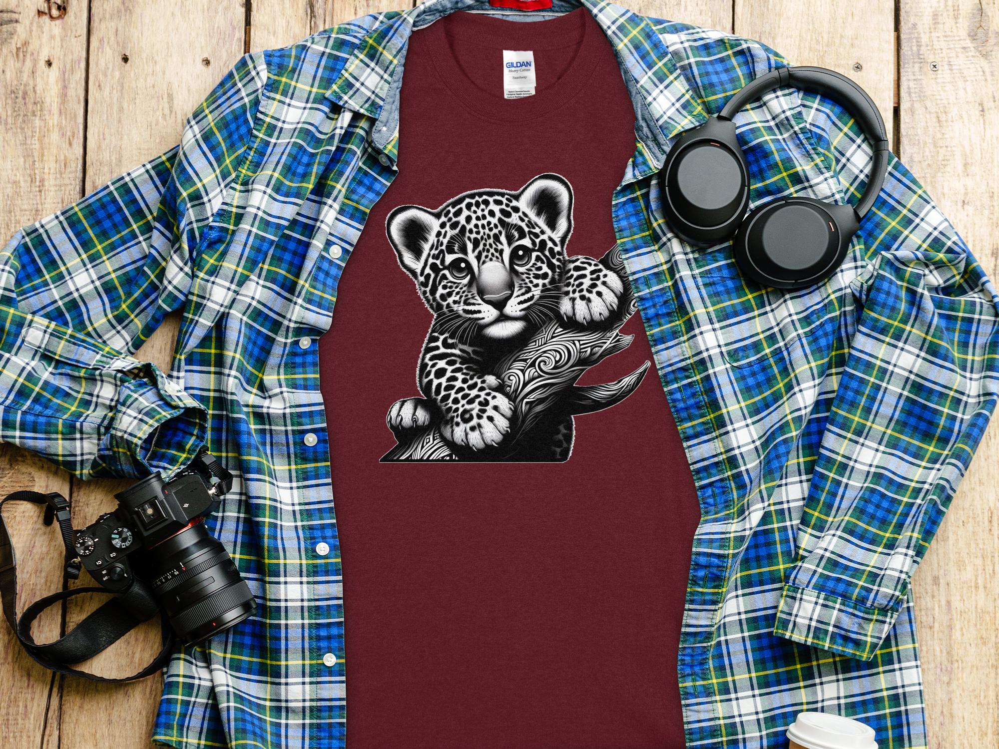 Leopard Bonsai - Coloured Gildan T-Shirt Realistic Animal Talisman Unisex Cute Tee Graphic Design