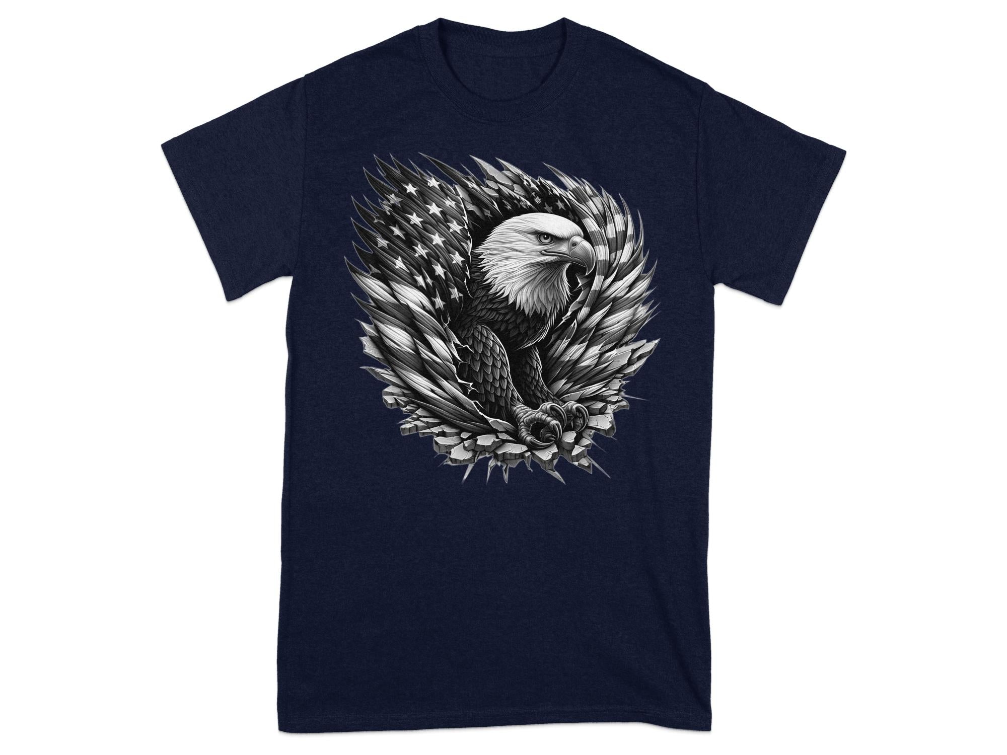 Eagle Patriot - Coloured Gildan T-Shirt Realistic Animal Talisman Unisex Tee Graphic Design