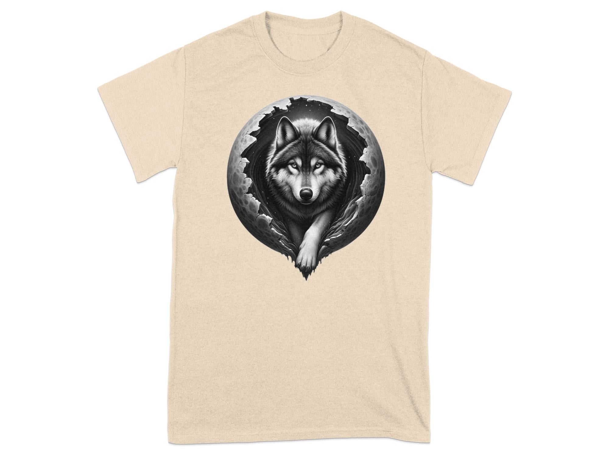 Moon Wolf - Coloured Gildan T-Shirt Realistic Animal Talisman Unisex Mythology Tee Graphic Design