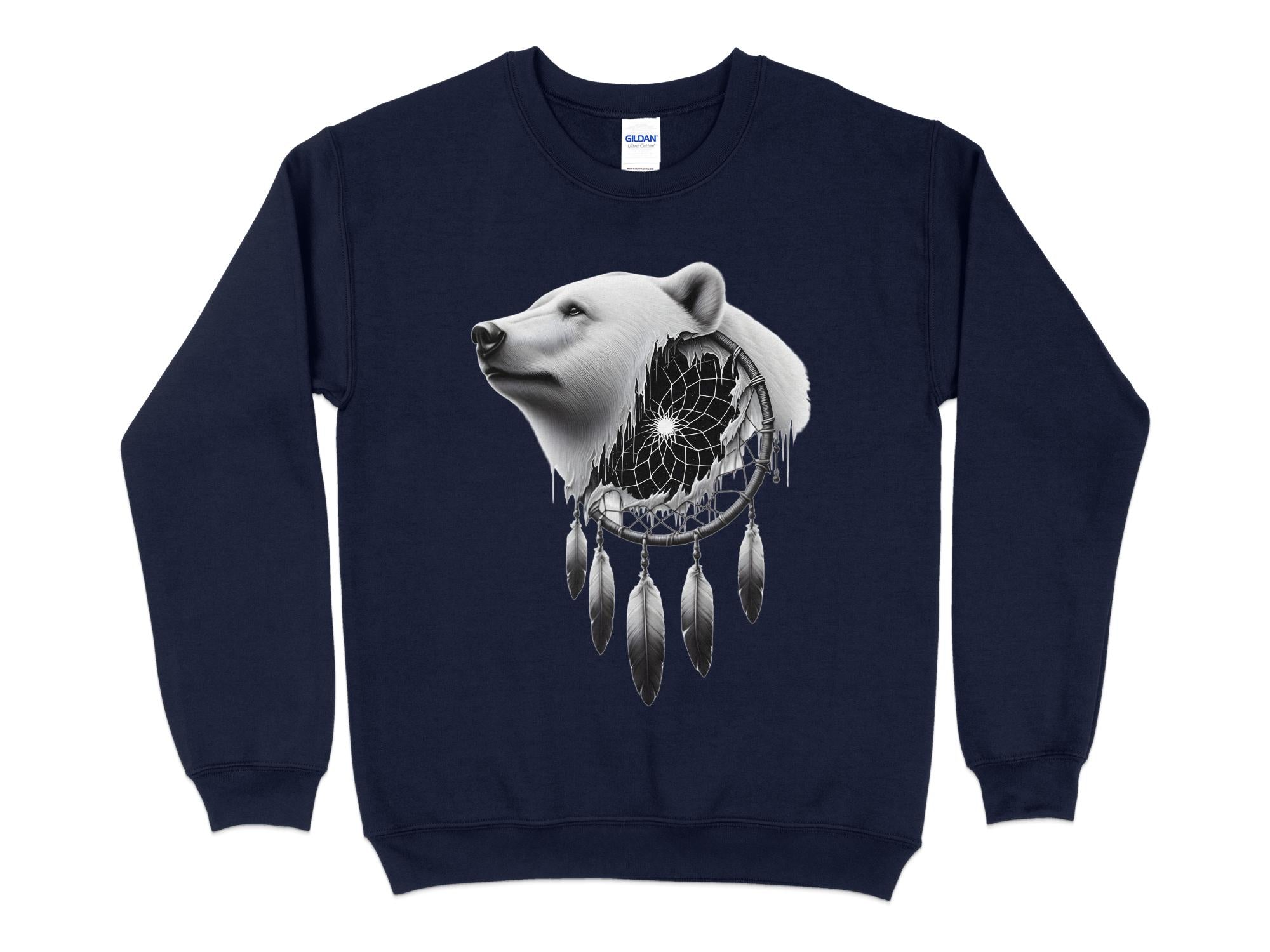 Dreamcatcher Bear - Coloured Gildan Sweatshirt Realistic Native American Talisman Unisex Mythology Tee Graphic Design