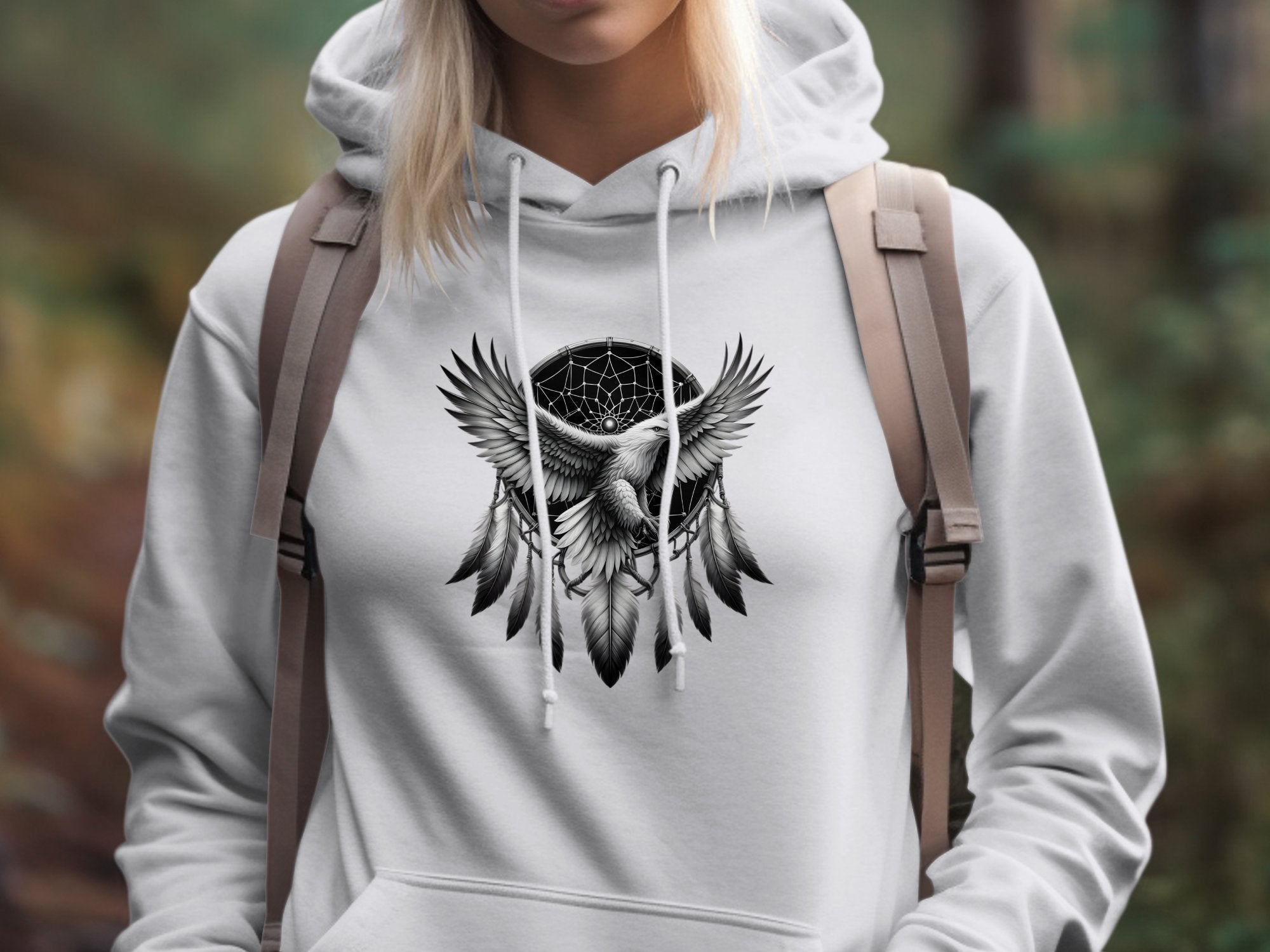 Dreamcatcher Eagle - Coloured Gildan Hoodie Realistic Native American Talisman Unisex Mythology Tee Graphic Design