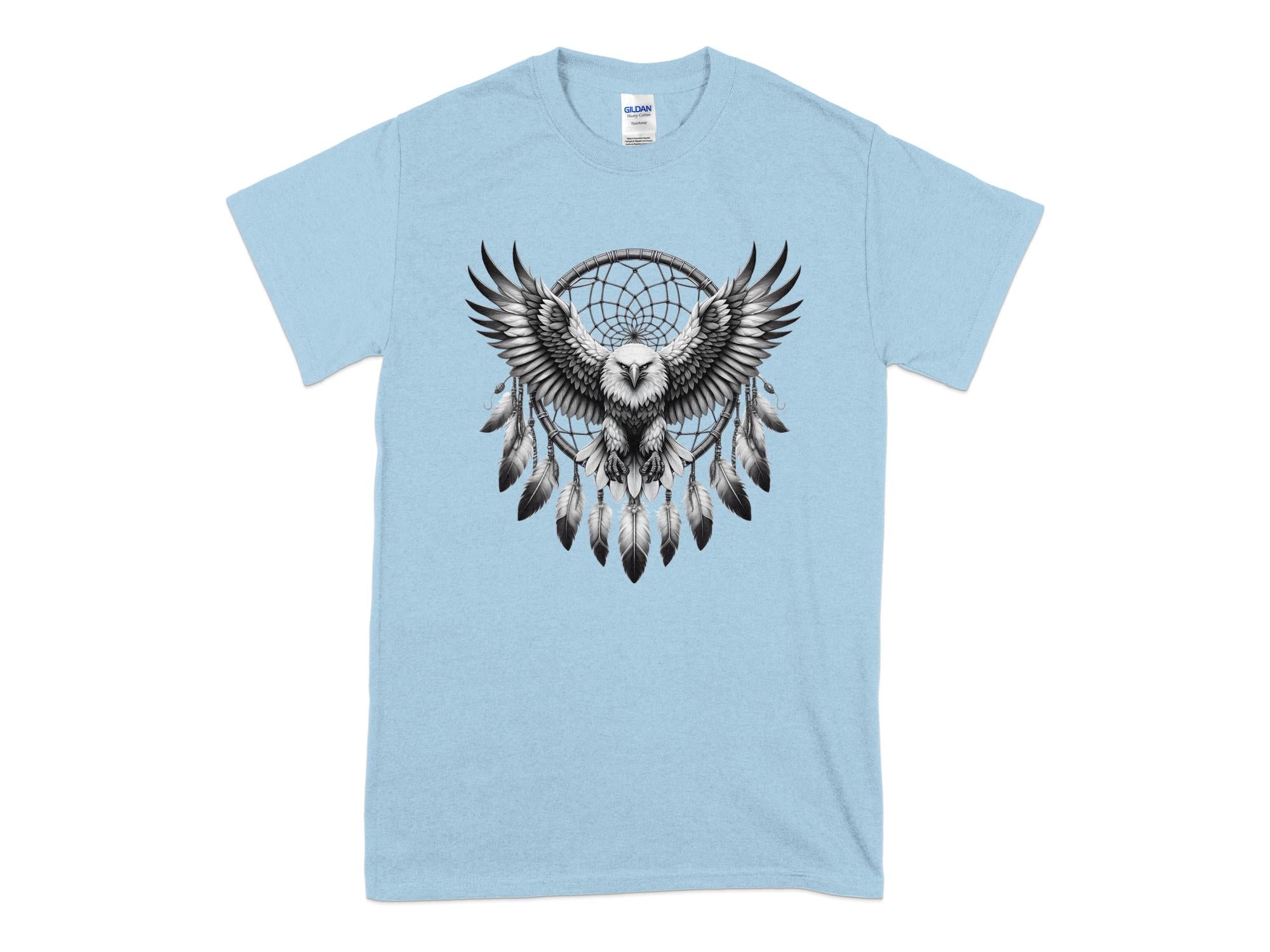 Dreamcatcher Eagle - Coloured Gildan T-Shirt Realistic Native American Talisman Unisex Mythology Tee Graphic Design