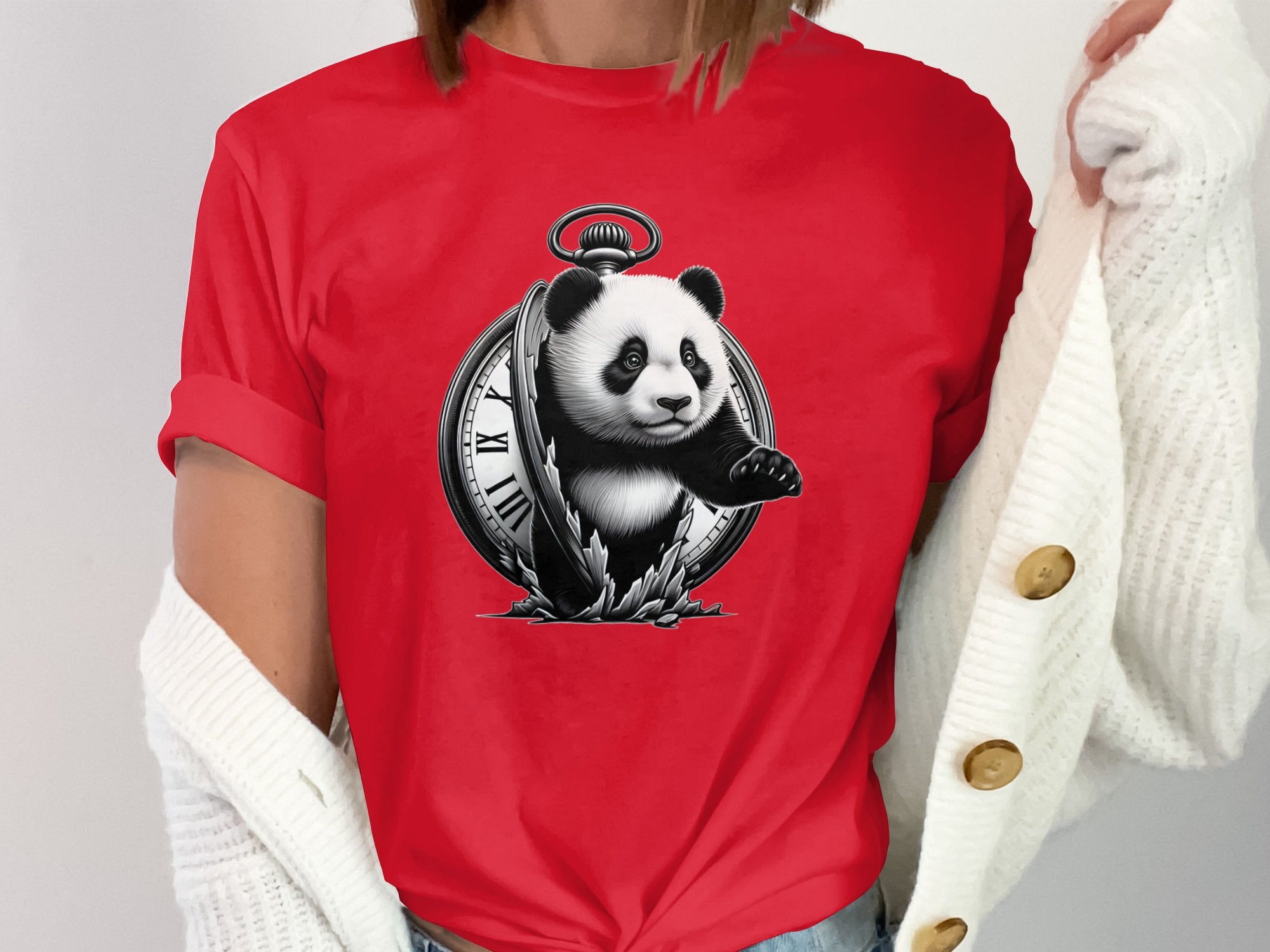 Panda - Coloured Gildan T-Shirt Realistic Animal Talisman Unisex Cute Tee Graphic Design