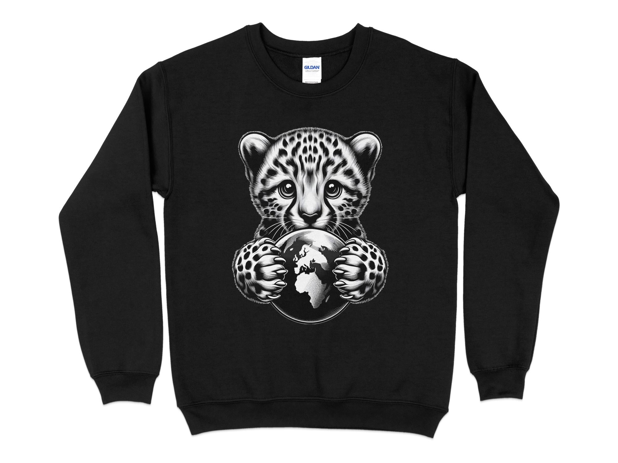 Cheetah World - Coloured Gildan Sweatshirt Realistic Animal Talisman Unisex Cute Tee Graphic Design