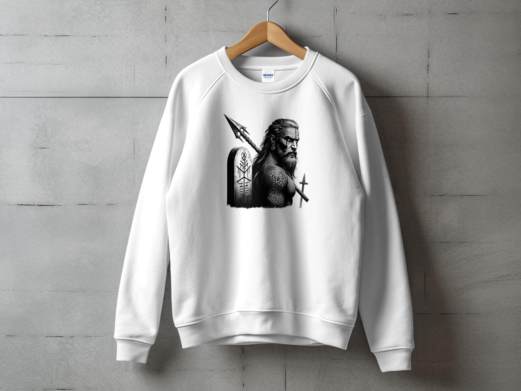 Viking Heroism - Coloured Gildan Sweatshirt Realistic Norse Talisman Men Women Unisex Valhalla Tee Graphic Design