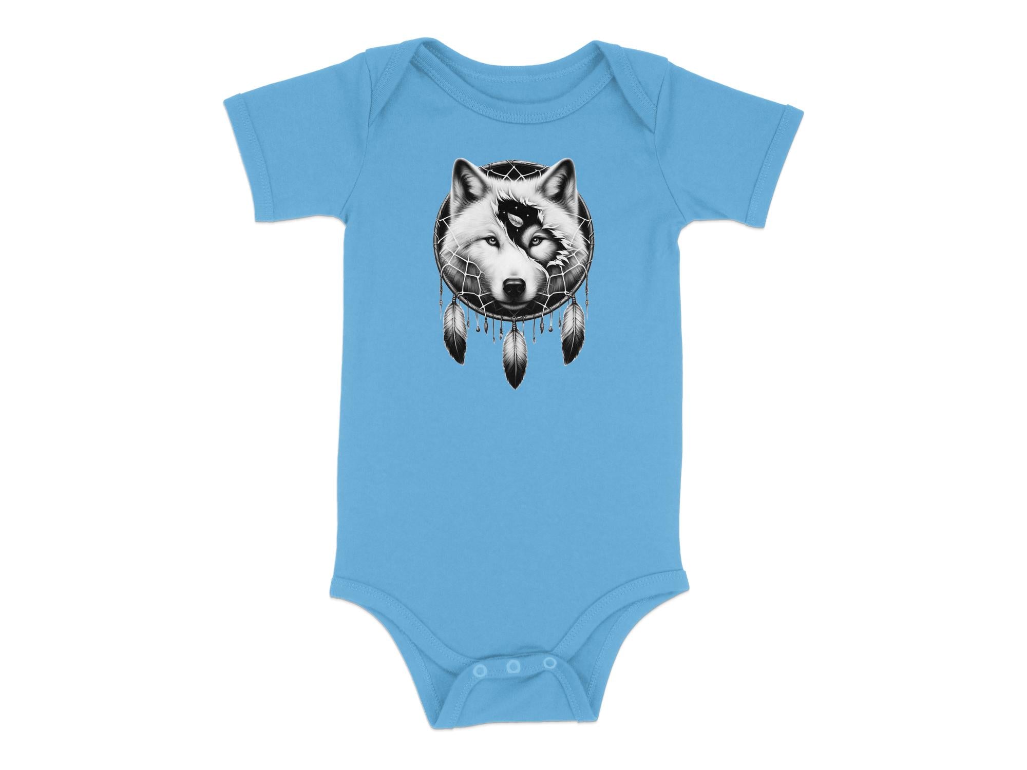 Dreamcatcher Wolf - Coloured Toddler Bodysuit Realistic Native American Talisman Unisex Mythology Tee Graphic Design