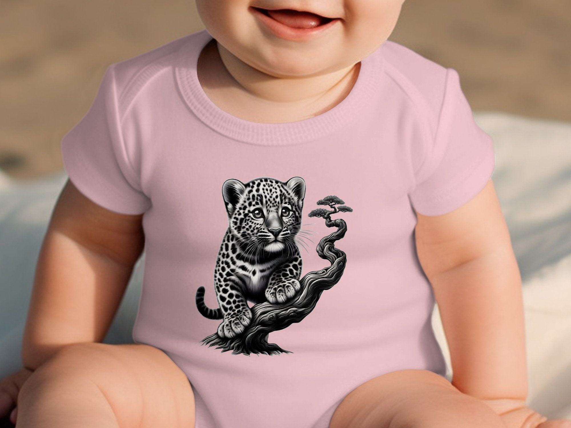 Leopard Bonsai - Coloured Toddler Bodysuit Realistic Animal Talisman Unisex Cute Tee Graphic Design