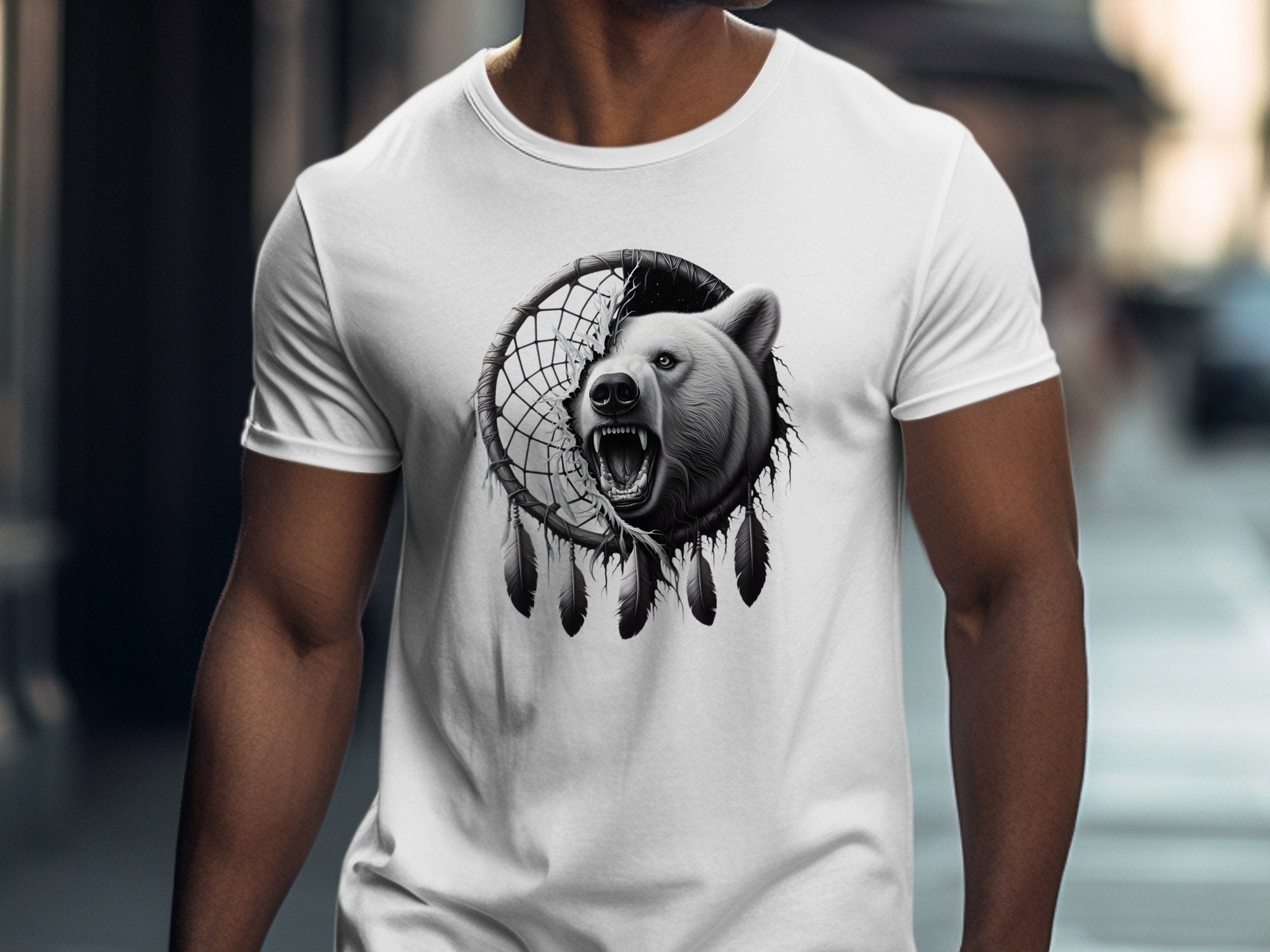 Dreamcatcher Bear - Coloured Gildan T-Shirt Realistic Native American Talisman Unisex Mythology Tee Graphic Design