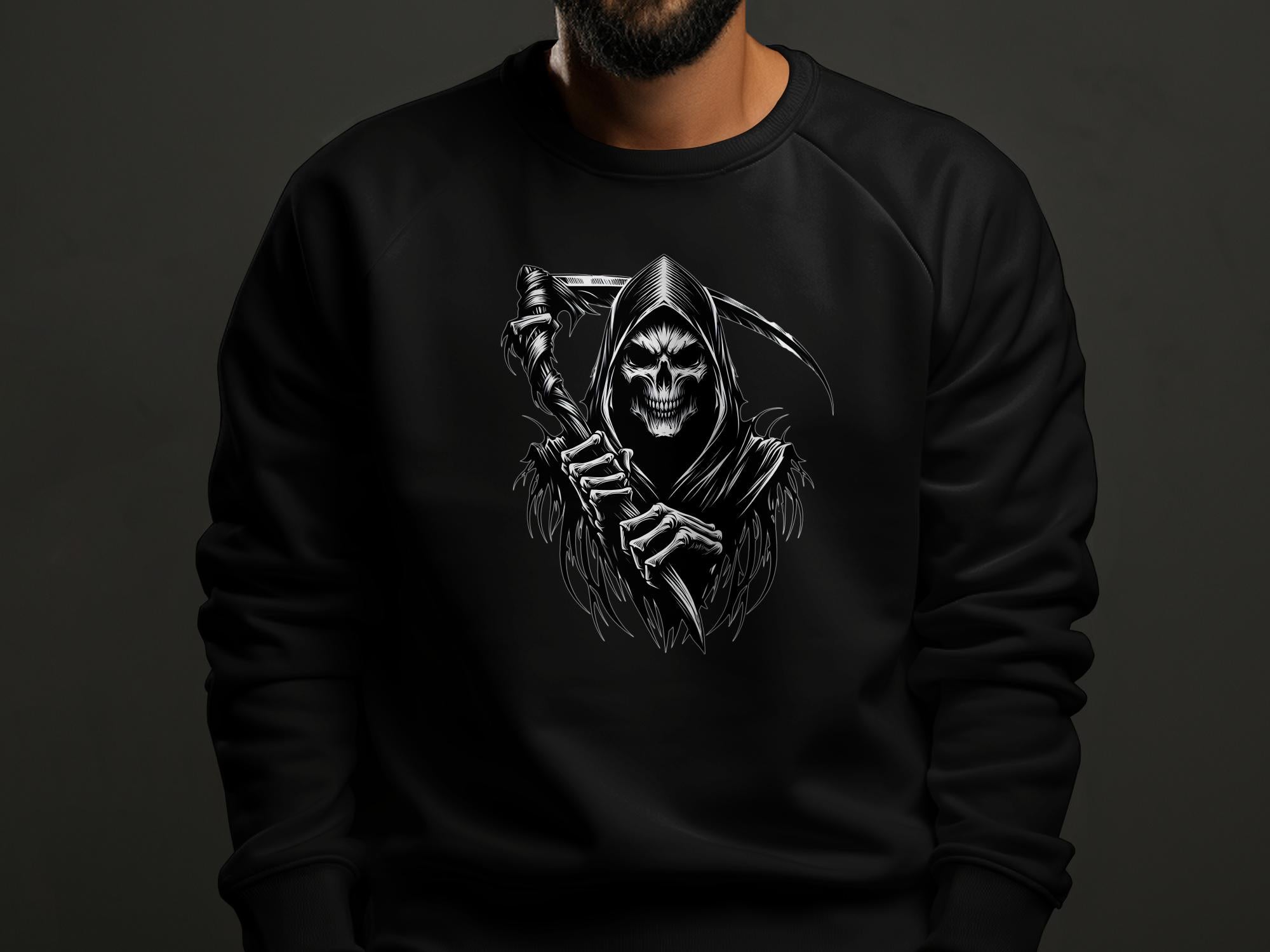 Grim Reaper - Black White Gildan Sweatshirt Commemorative Talisman Unisex Tee Graphic Design