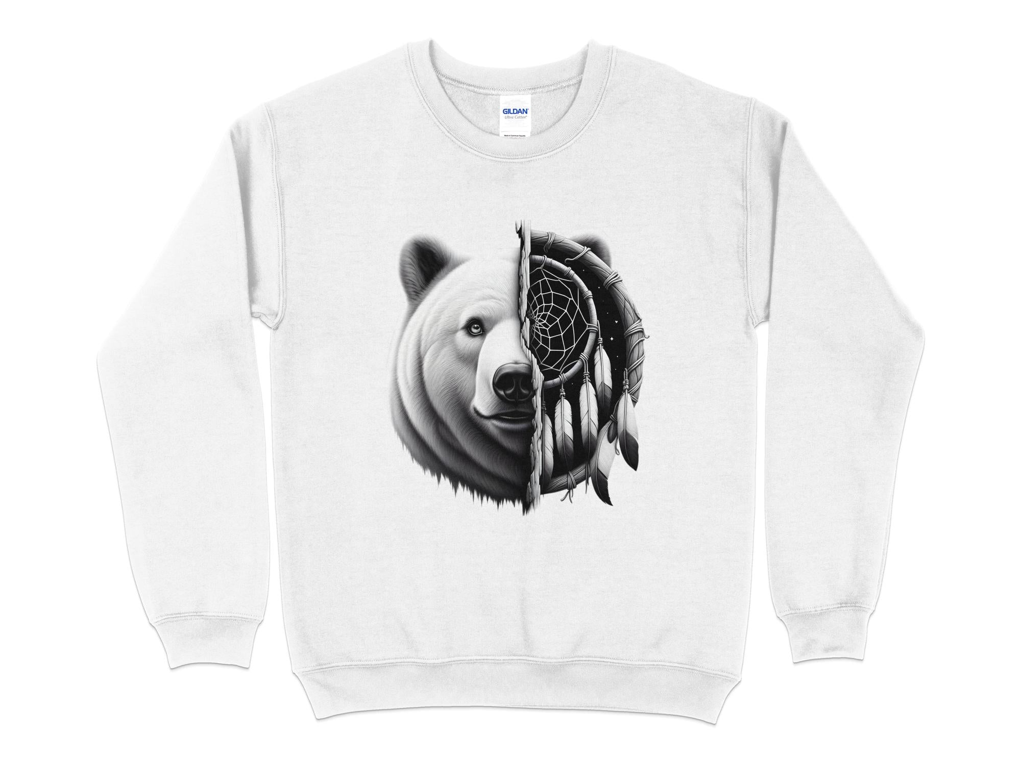 Dreamcatcher Bear - Coloured Gildan Sweatshirt Realistic Native American Talisman Unisex Mythology Tee Graphic Design